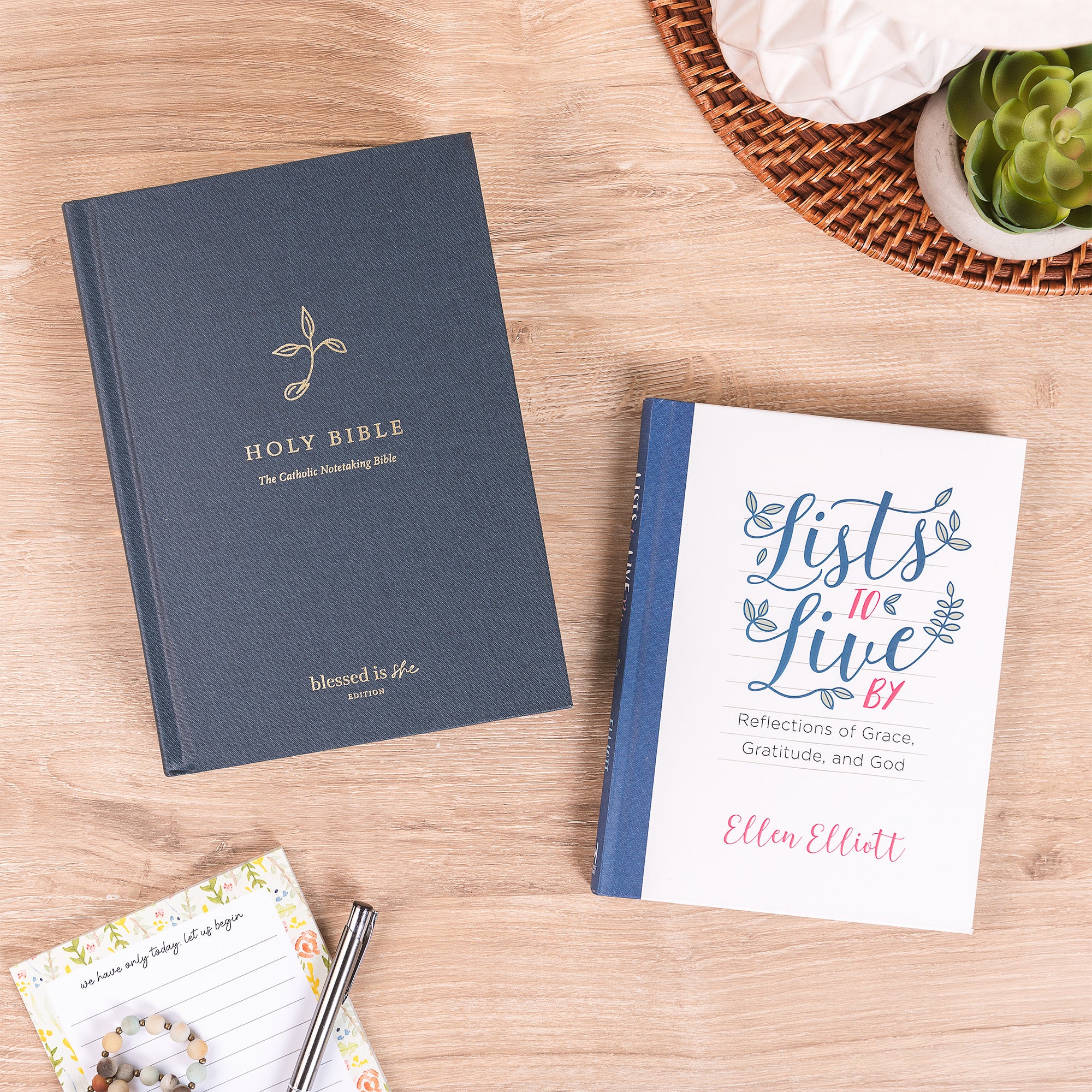 The Catholic Notetaking Bible: Blessed Is She Edition & Reflections of Grace, Gratitude, and God (2 Book Set)
