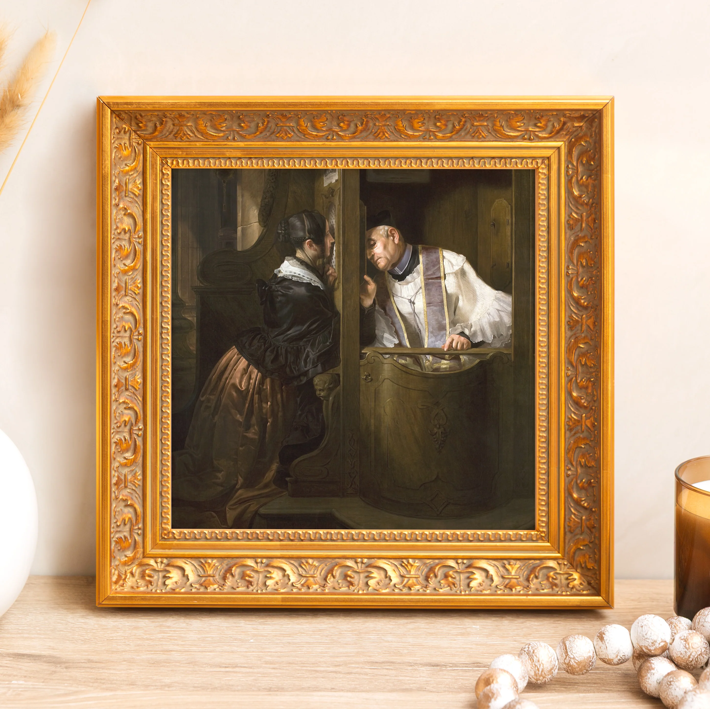The Confession Framed Canvas - Sacred Mini Collection