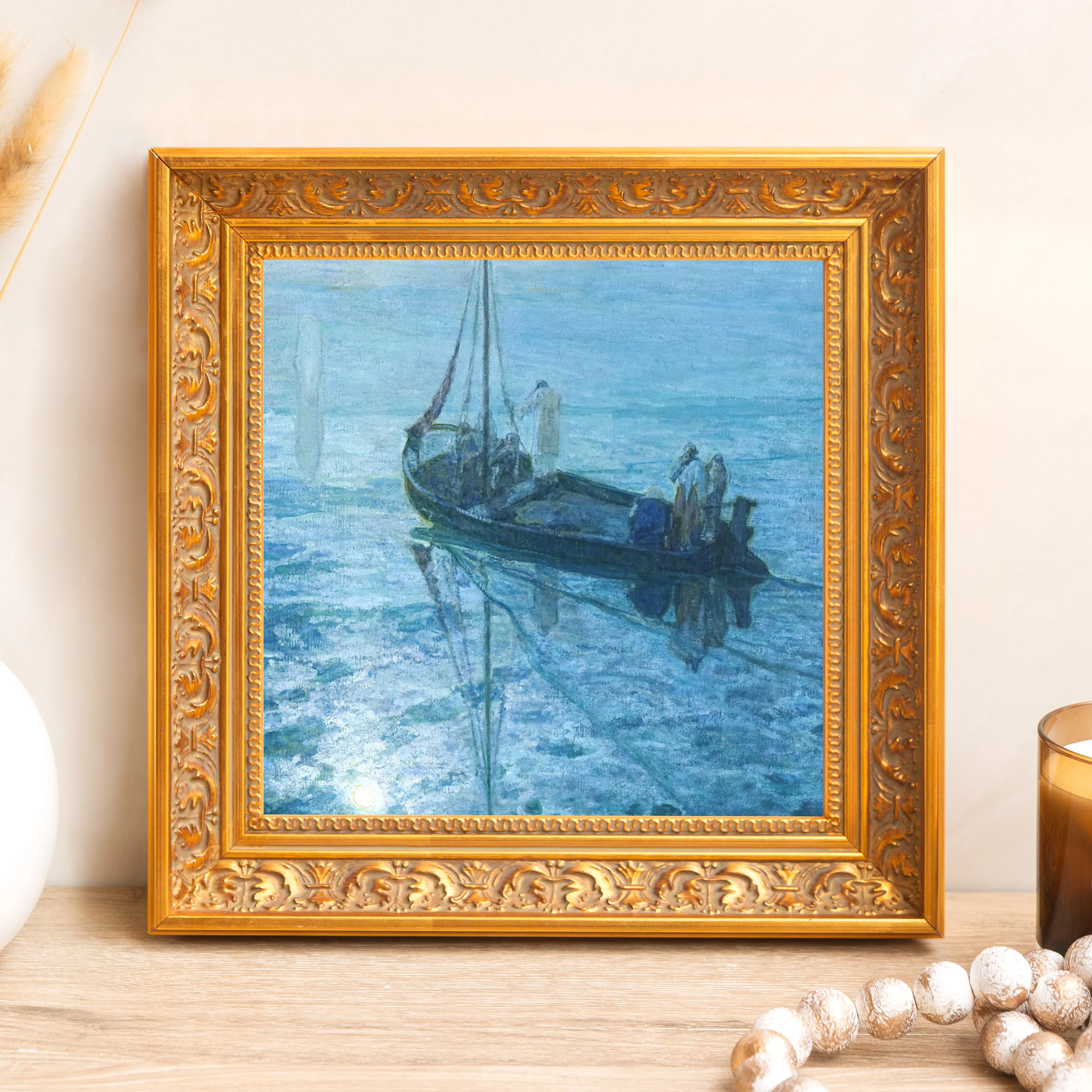 The Disciples See Christ Walking on Water Framed Canvas - Sacred Mini Collection