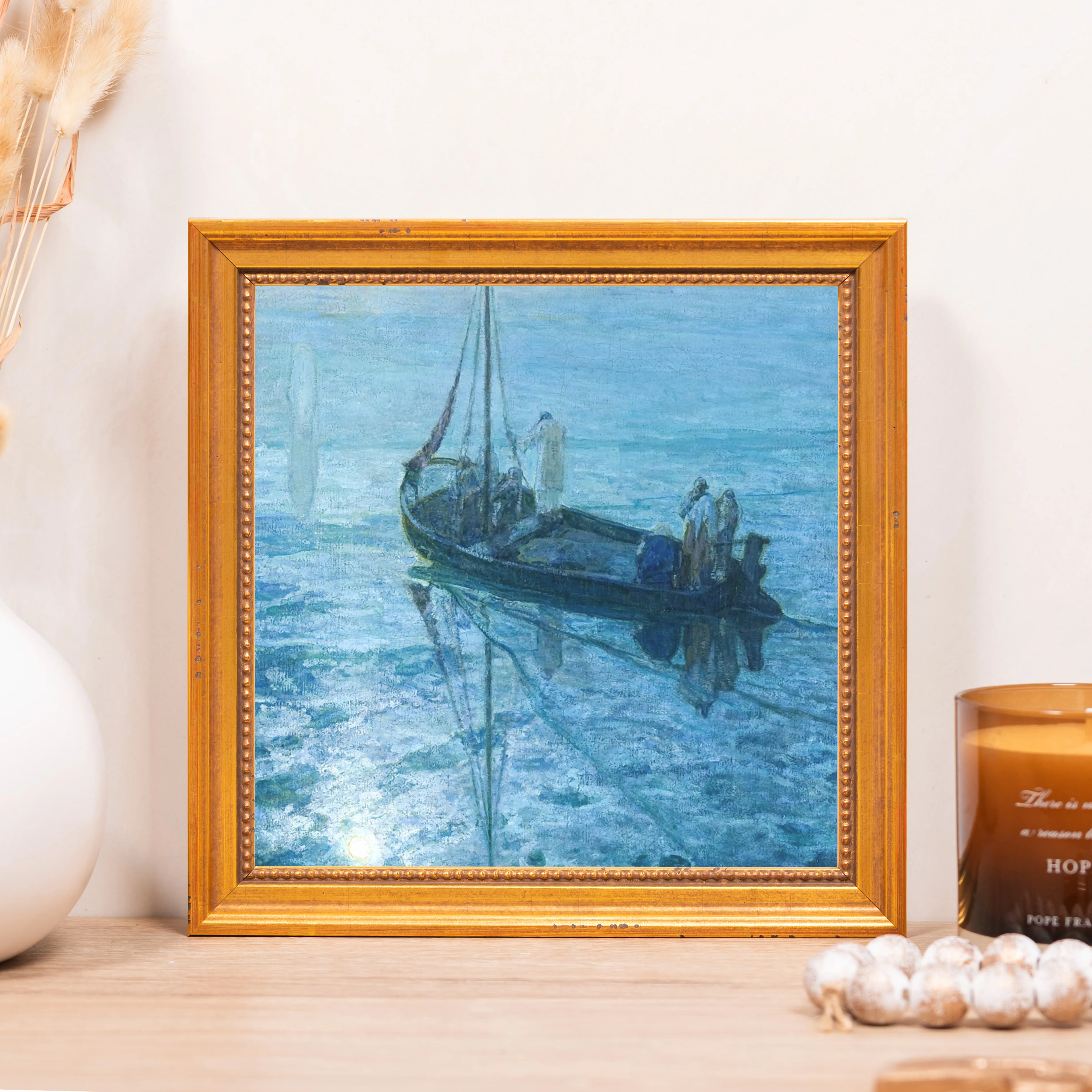 The Disciples See Christ Walking on Water Framed Canvas - Sacred Mini Collection - Image 4
