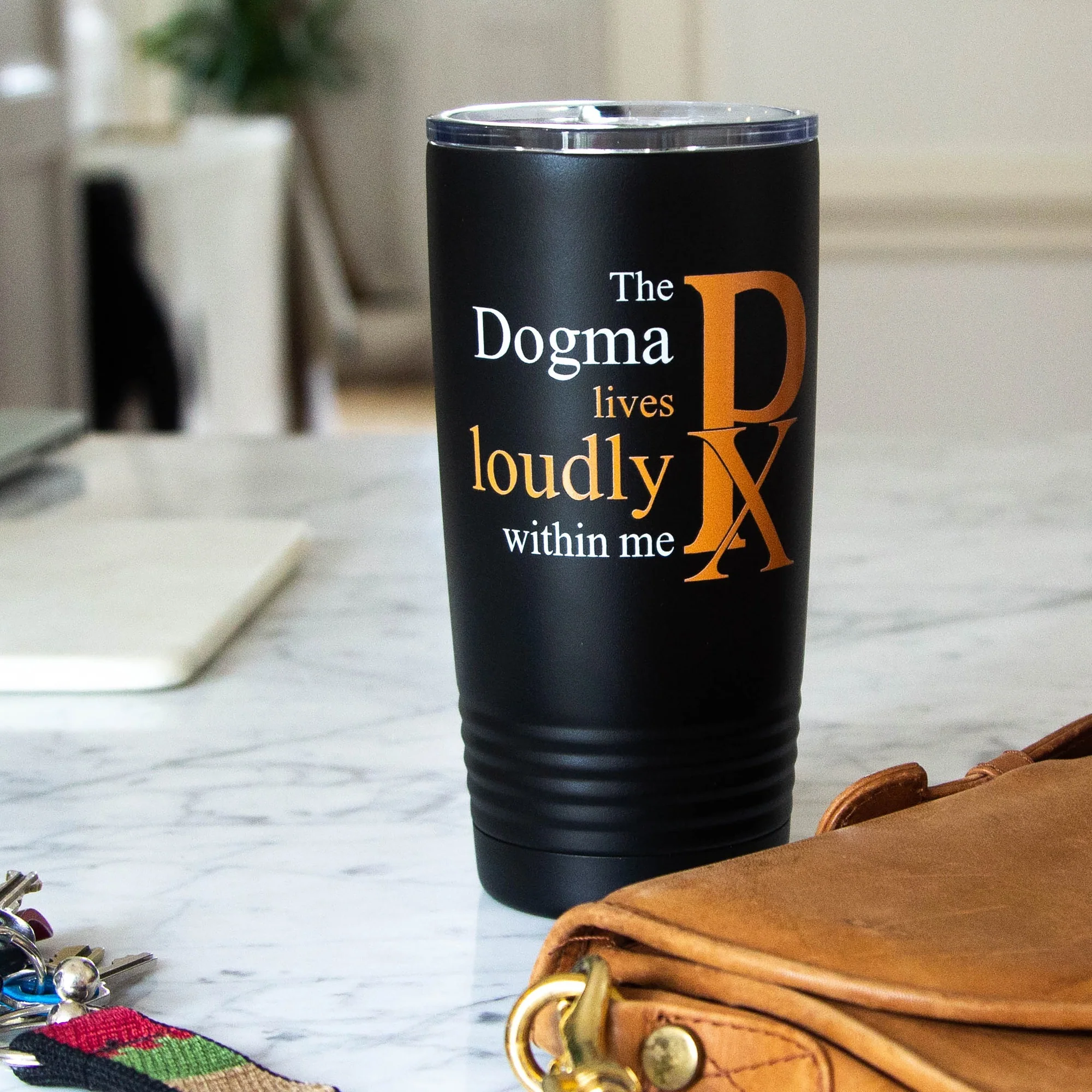 The Dogma Lives Loudly Within Me Insulated Black 20oz Tumbler
