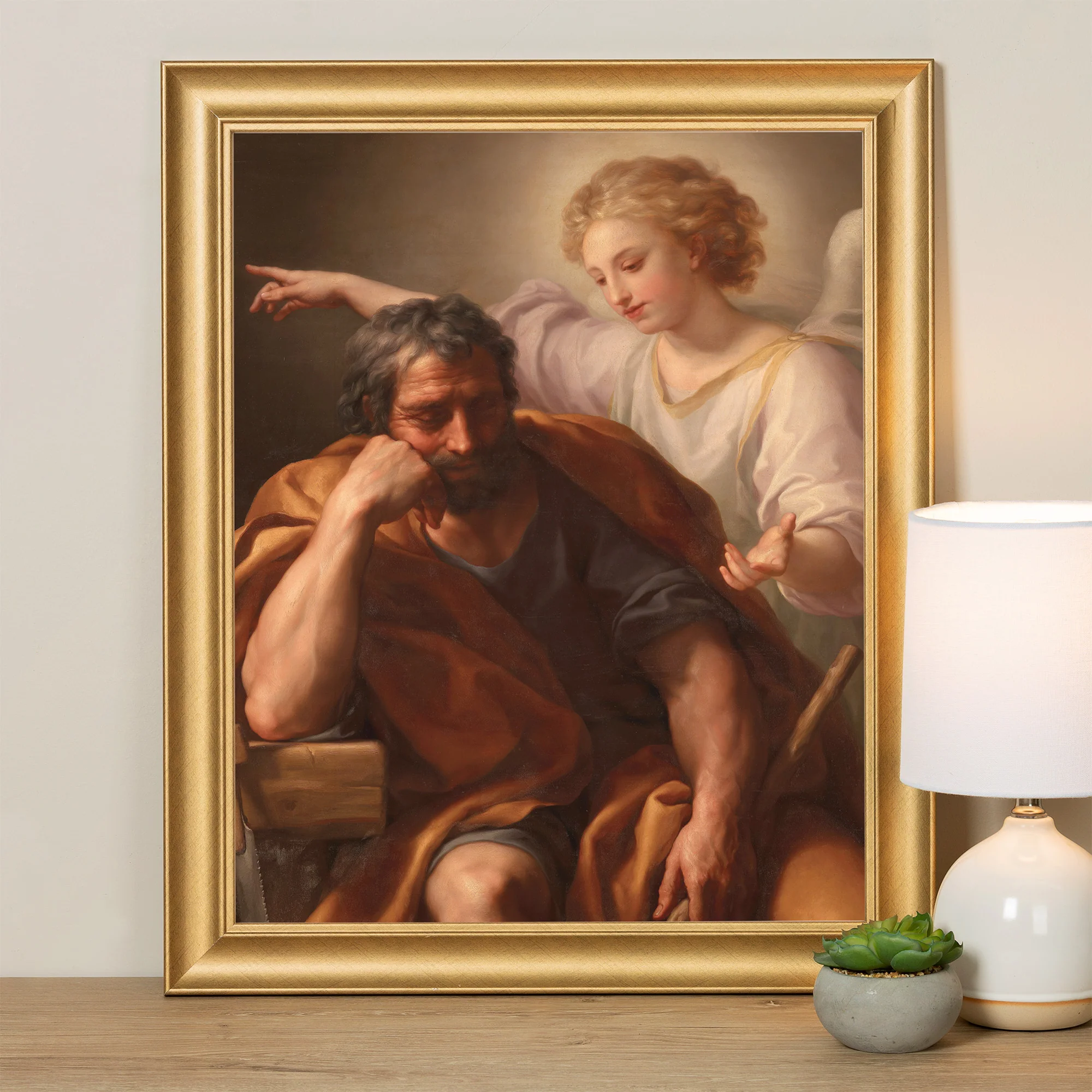 The Dream of St. Joseph Gold Framed Print - Multiple Sizes - Image 2
