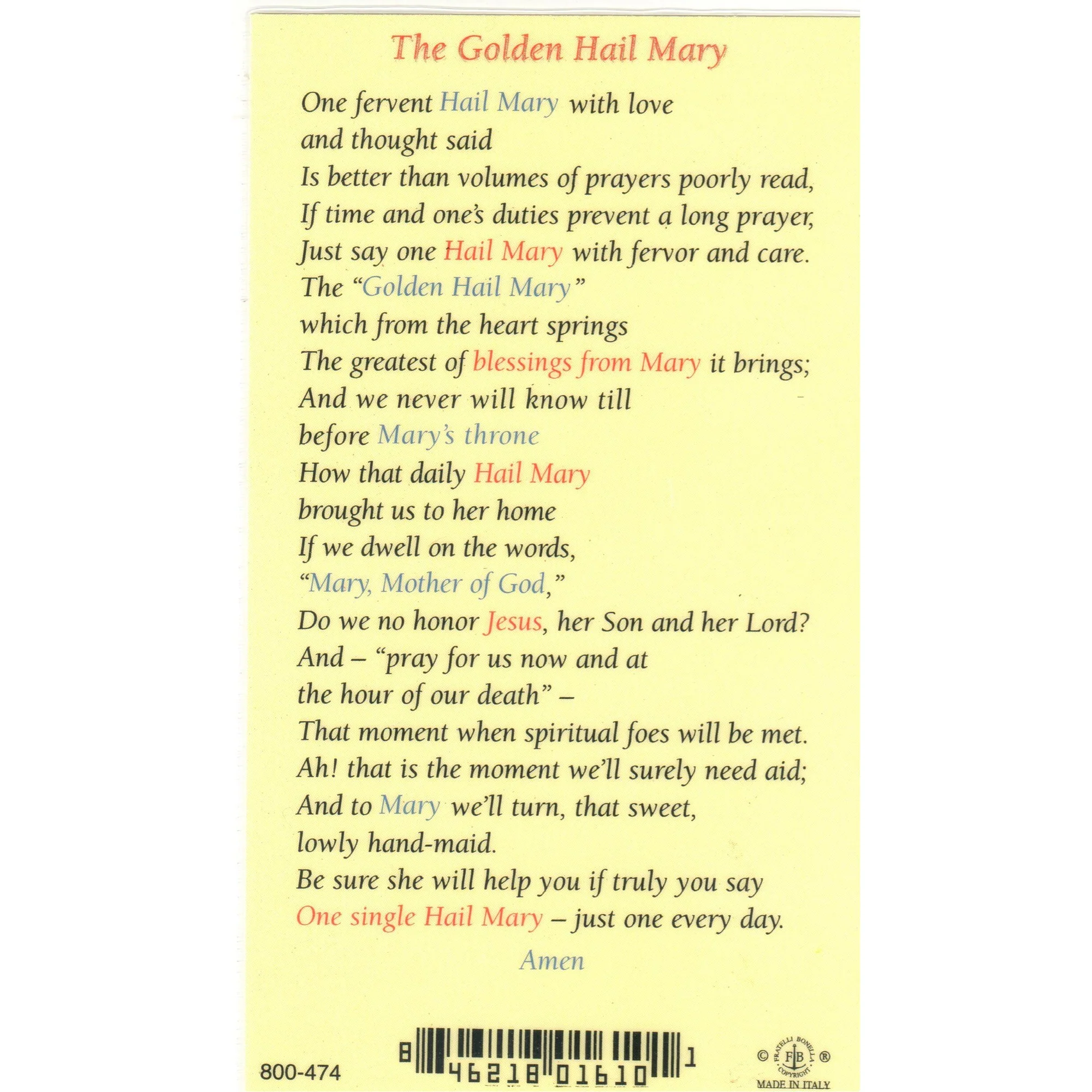 The Golden Hail Mary - Prayer Card - Image 2