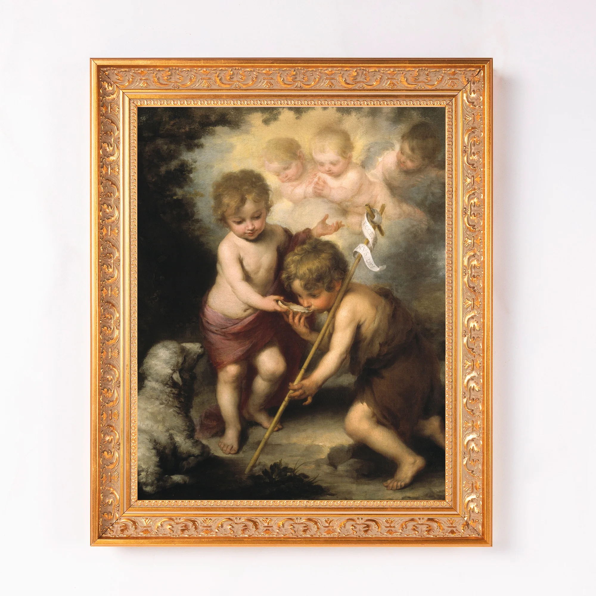 The Holy Children with a Shell Framed Canvas - Sacred Classics Collection - Image 4