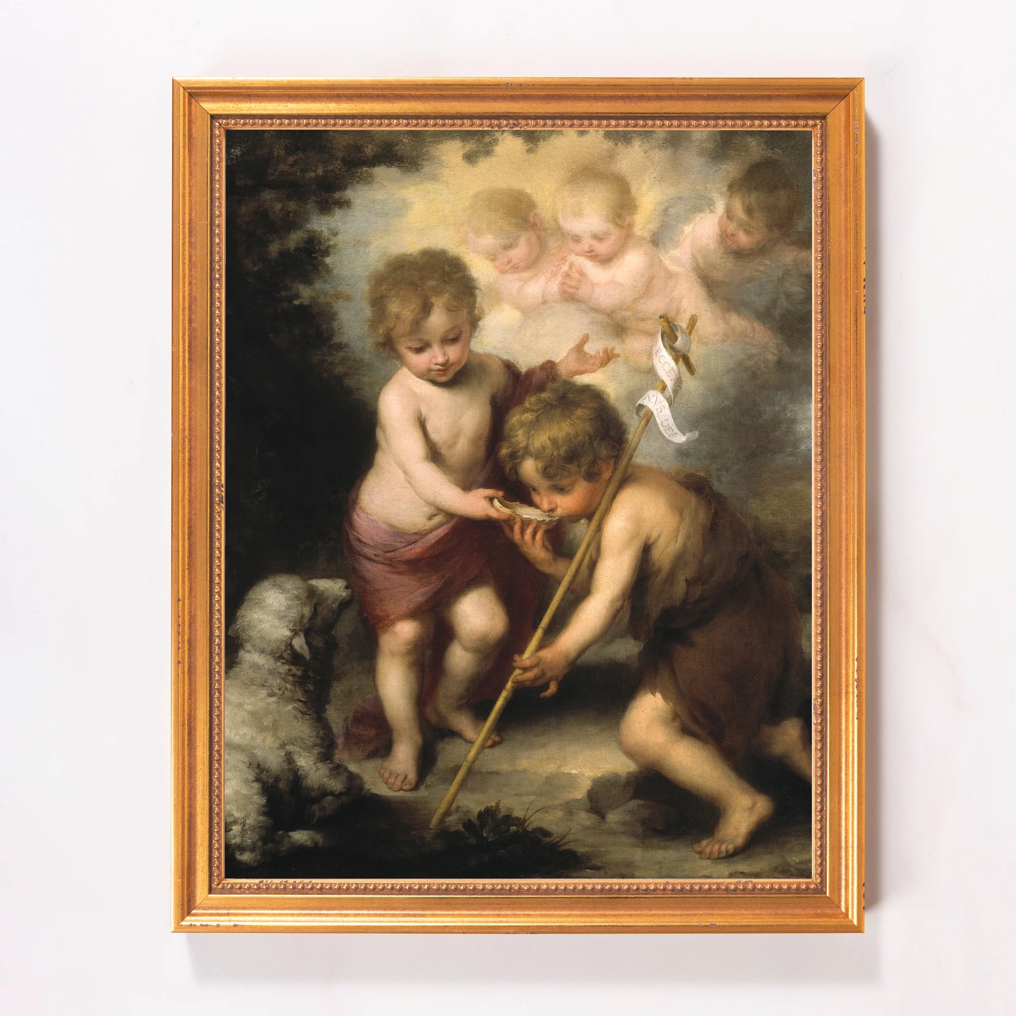 The Holy Children with a Shell Framed Canvas - Sacred Classics Collection - Image 7