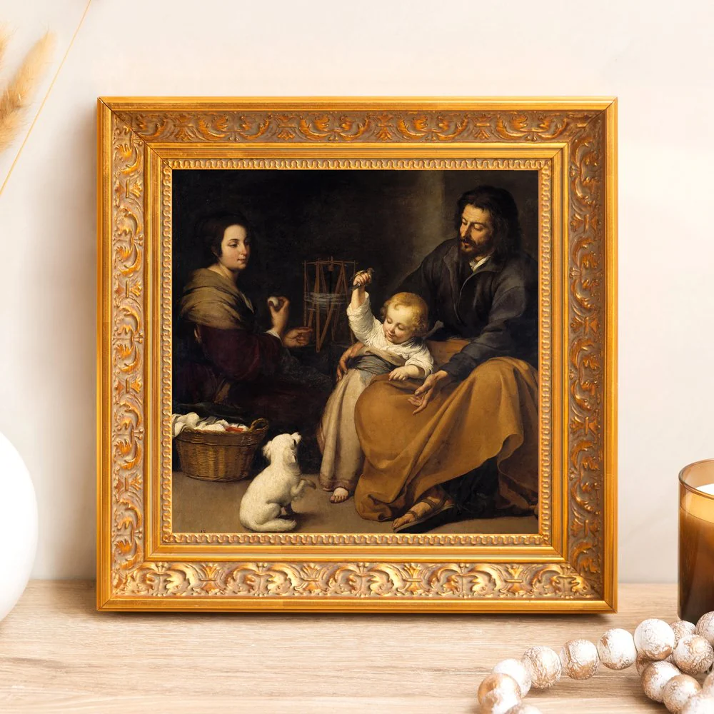 The Holy Family with a Little Bird Framed Canvas - Sacred Mini Collection