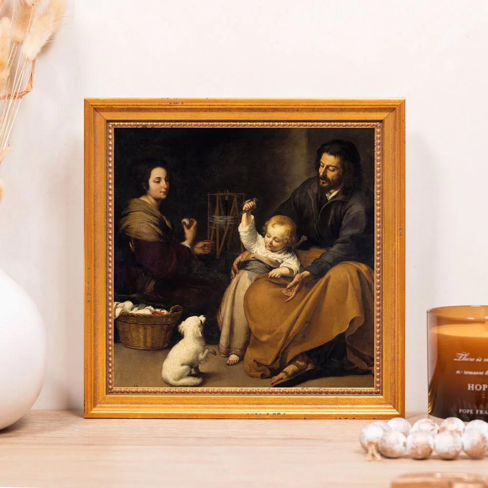 The Holy Family with a Little Bird Framed Canvas - Sacred Mini Collection - Image 5
