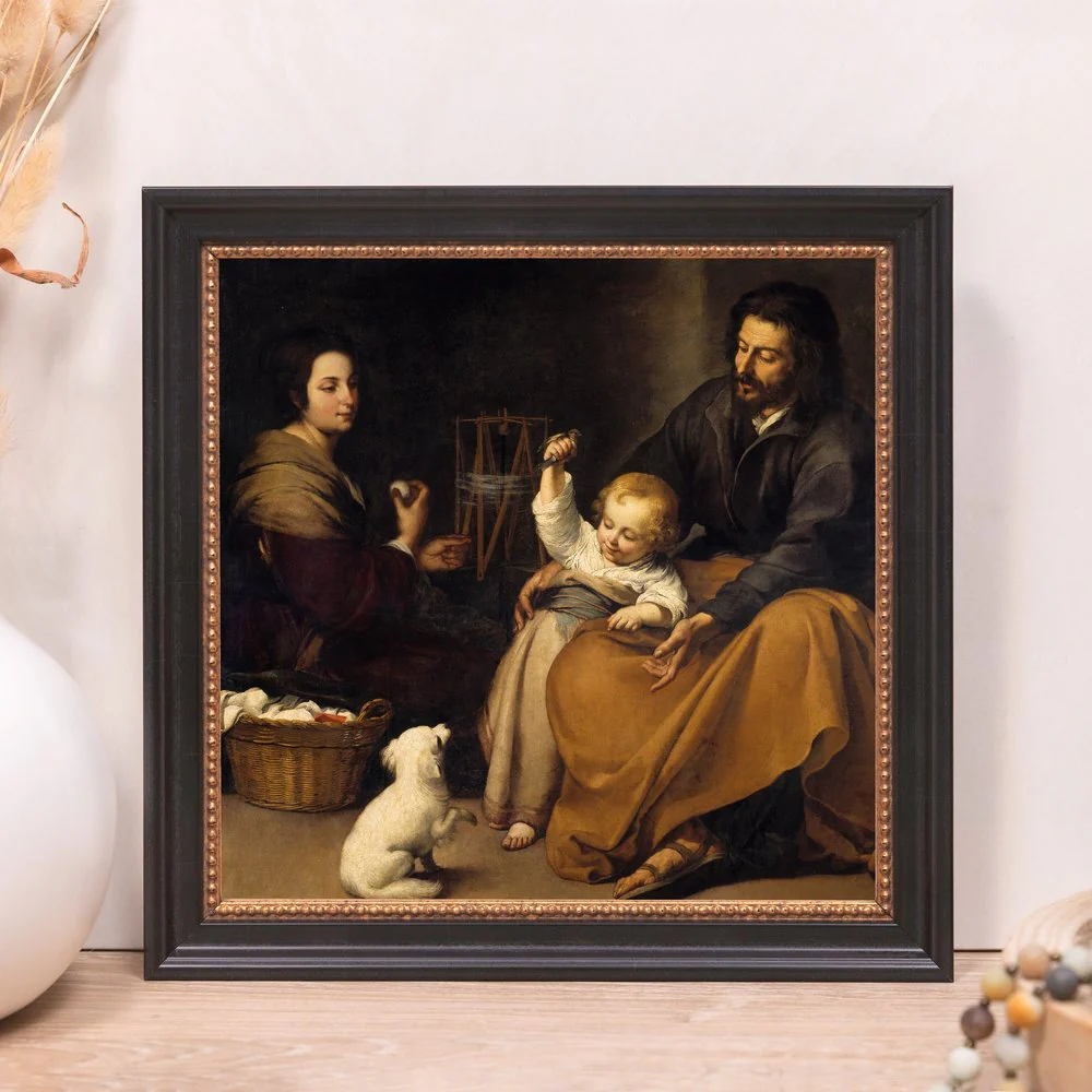 The Holy Family with a Little Bird Framed Canvas - Sacred Mini Collection - Image 9
