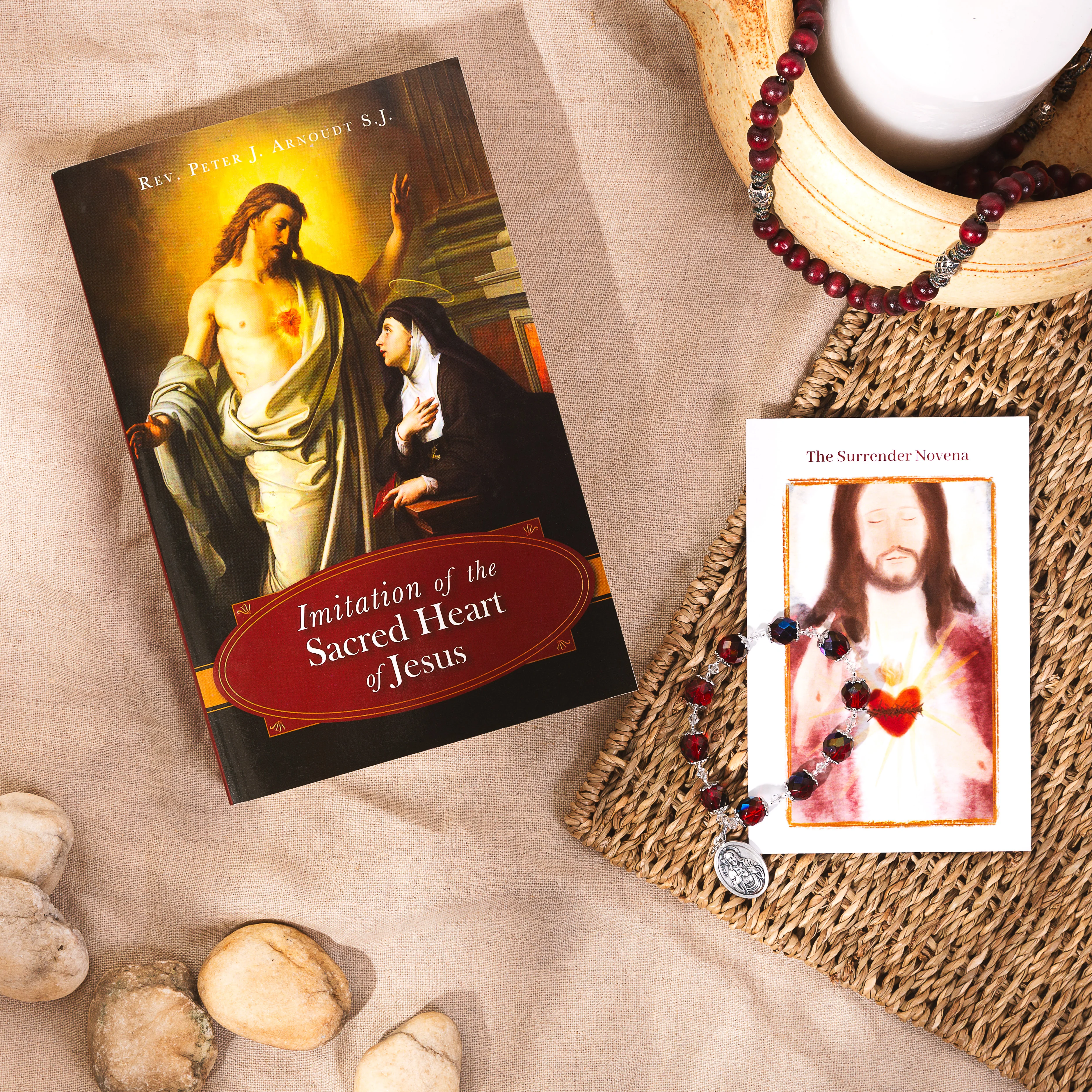 The Imitation of the Sacred Heart of Jesus & Czech Crystal Surrender Novena Chaplet (2 Gift Set)