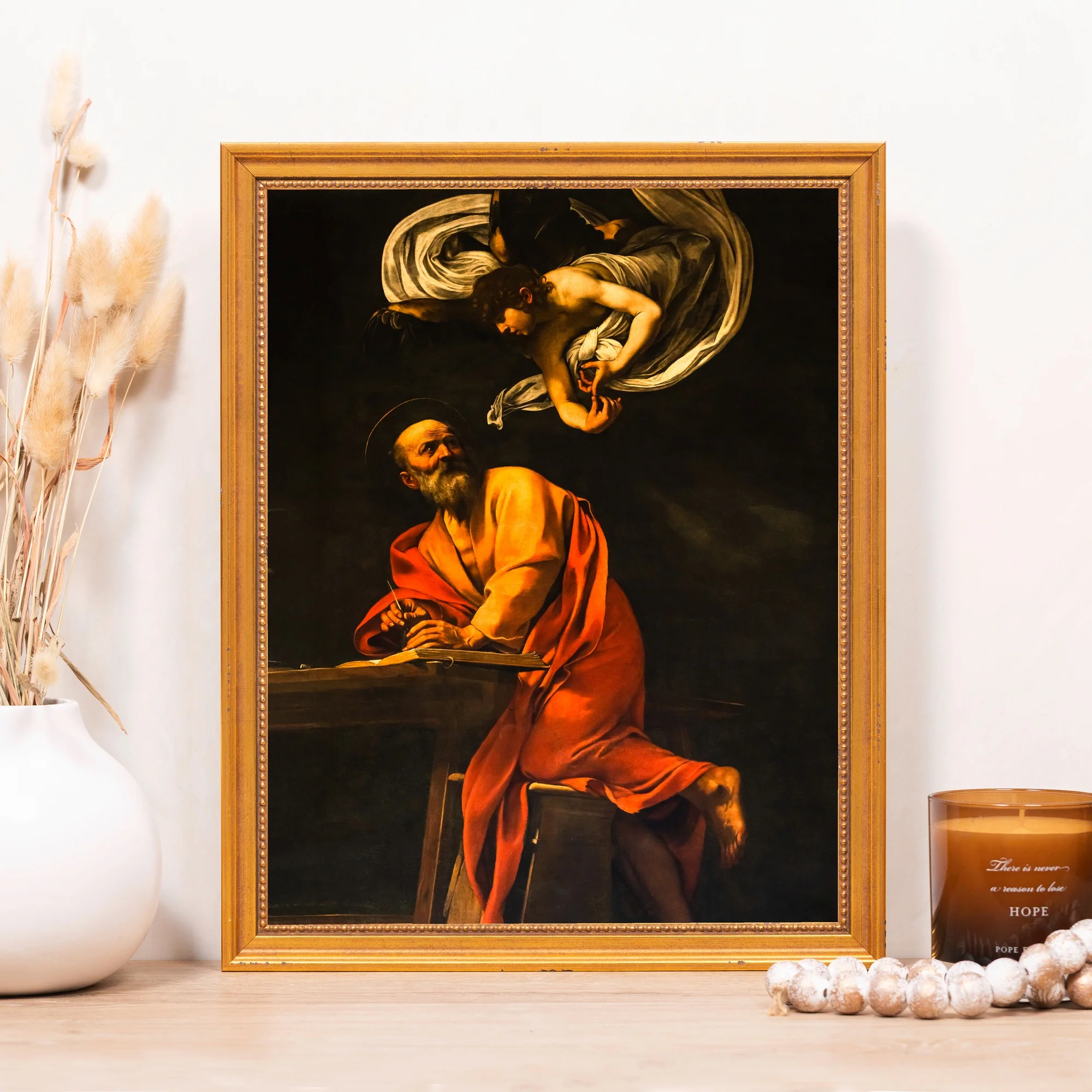 The Inspiration of St. Matthew Framed Canvas - Sacred Classics Collection