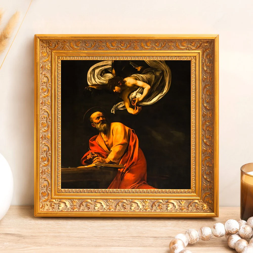 The Inspiration of St. Matthew Framed Canvas - Sacred Mini Collection