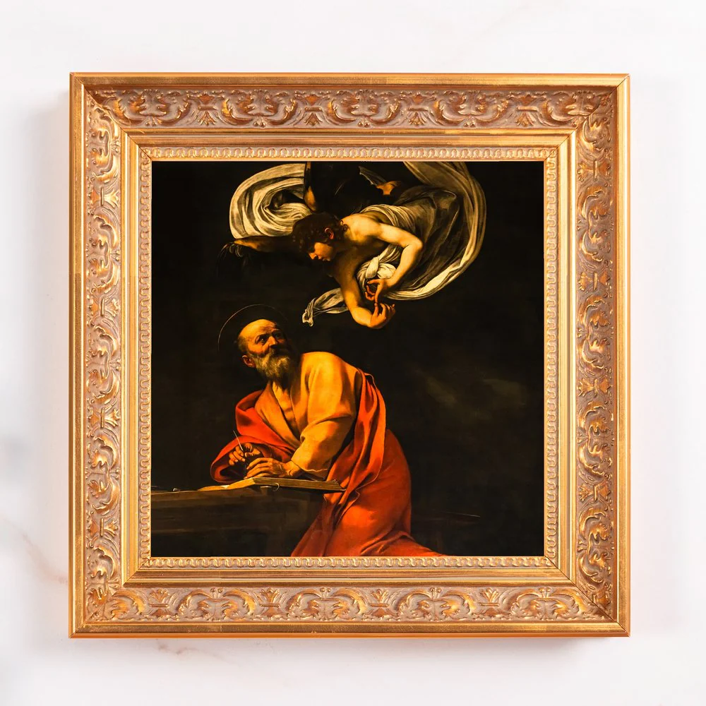 The Inspiration of St. Matthew Framed Canvas - Sacred Mini Collection - Image 2
