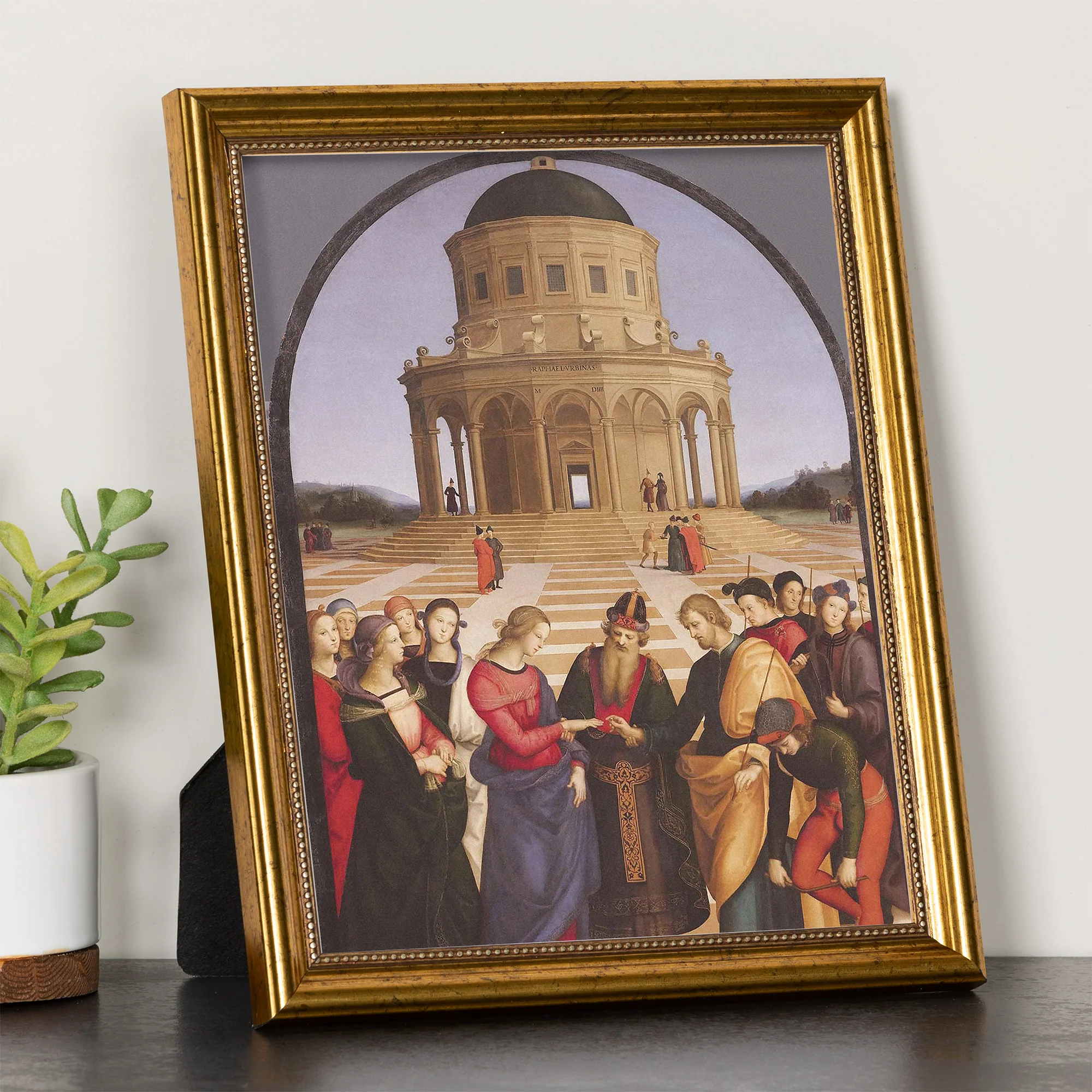 The Marriage of the Virgin Antique Gold Framed Print - 8" x 10"