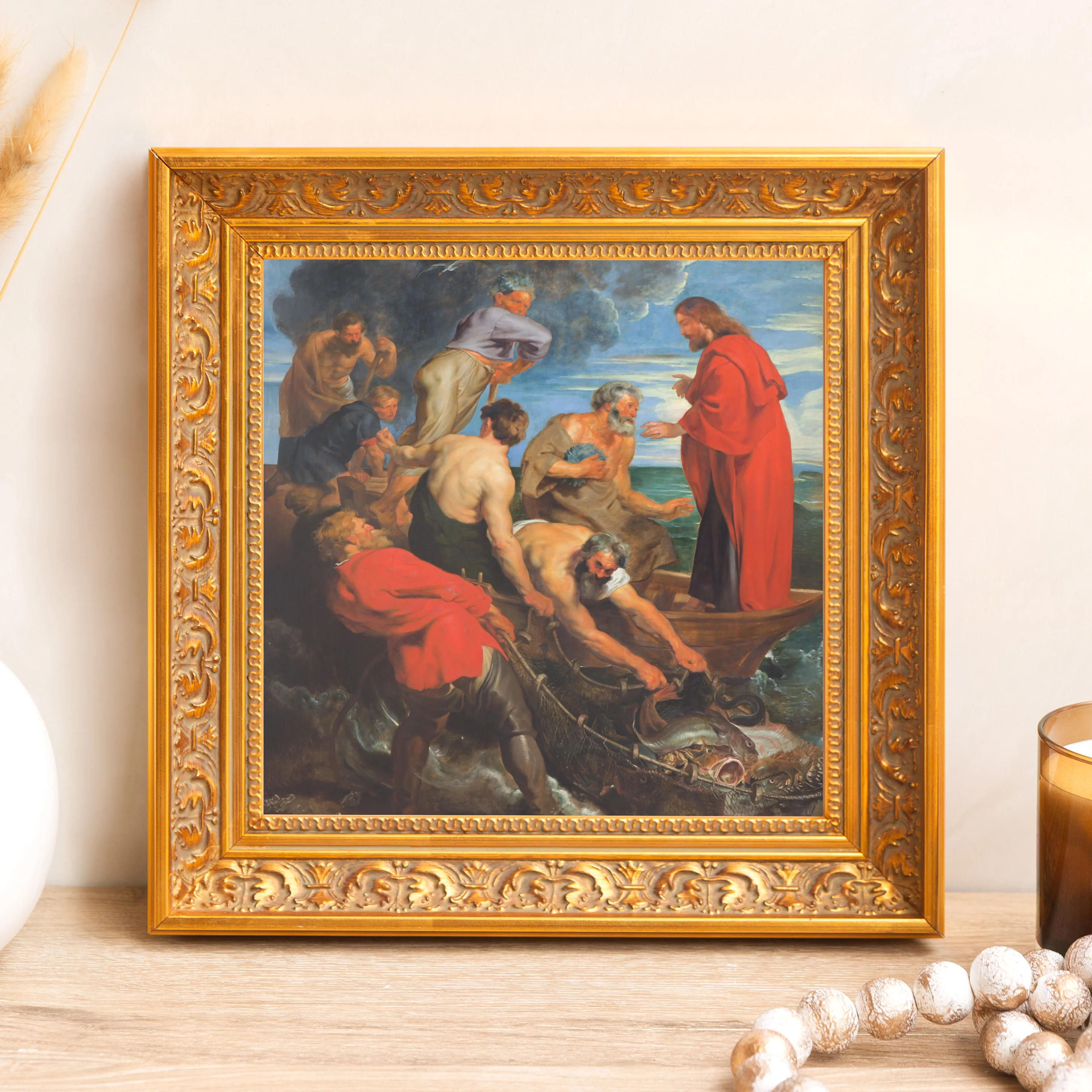 The Miraculous Draught of Fishes Framed Canvas - Sacred Mini Collection