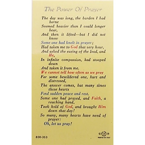 The Power Of Prayer - Christ in Garden - Prayer Card - Image 2