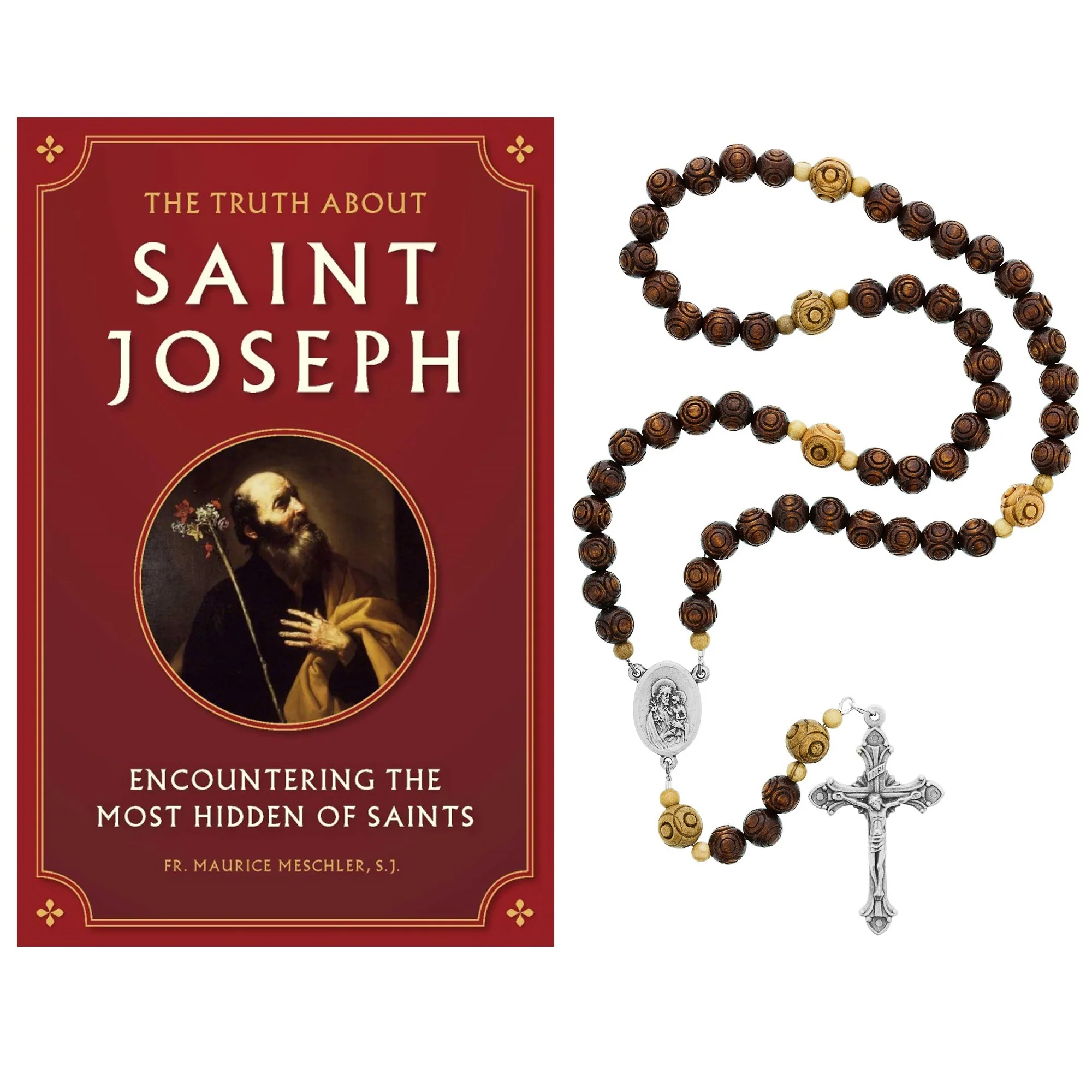 The Truth About Saint Joseph Book & St. Joseph Wood Bead Rosary Set - Image 2