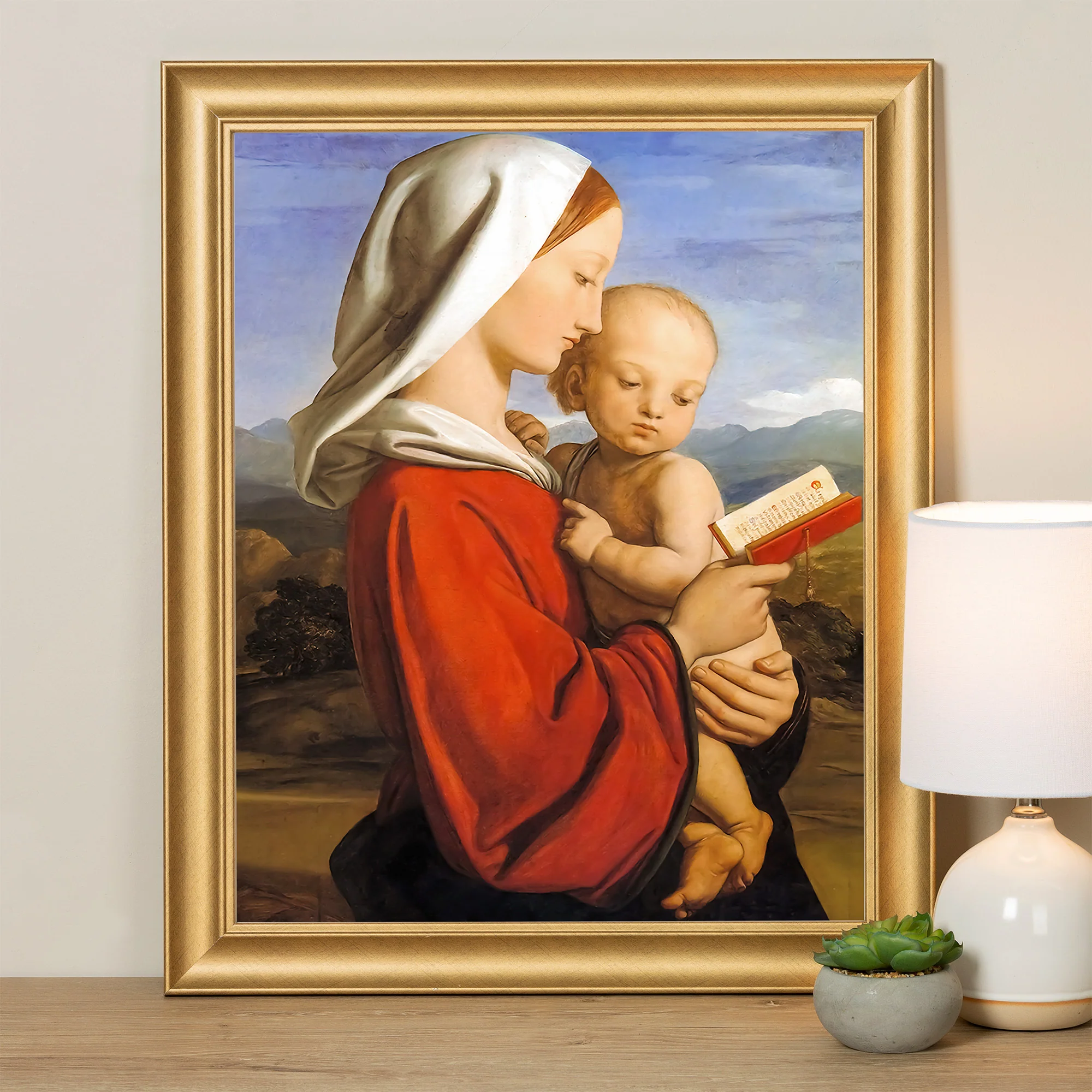 The Virgin with Child Gold Framed Print - Multiple Sizes