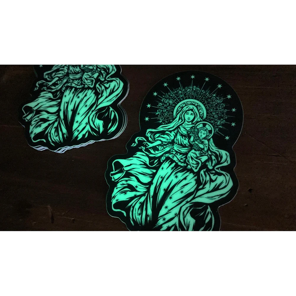 Theotokos Mary Sticker - Holographic or Glow in the Dark - 4" - Image 3