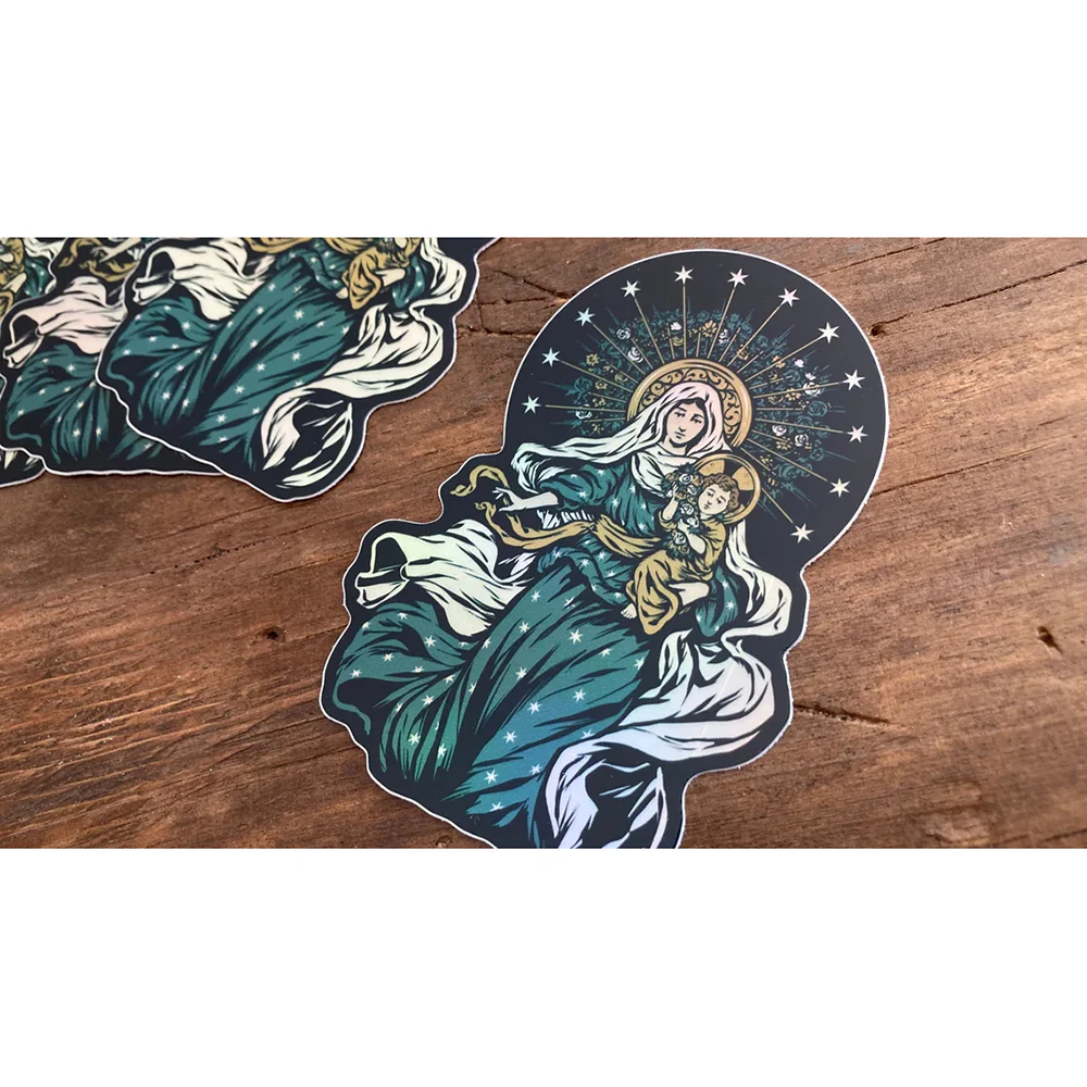 Theotokos Mary Sticker - Holographic or Glow in the Dark - 4" - Image 4