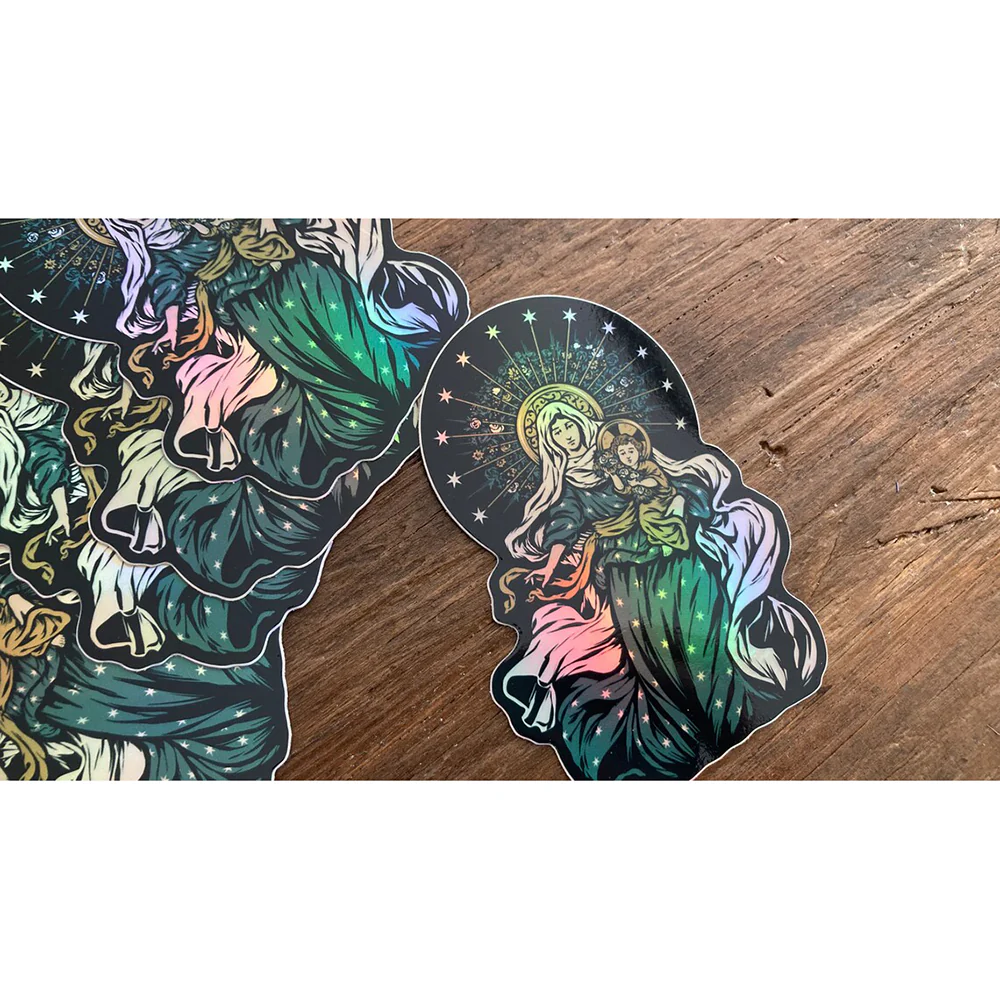 Theotokos Mary Sticker - Holographic or Glow in the Dark - 4" - Image 5