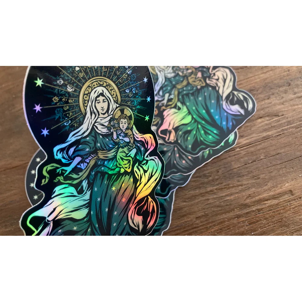 Theotokos Mary Sticker - Holographic or Glow in the Dark - 4" - Image 6