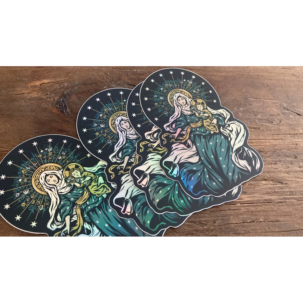 Theotokos Mary Sticker - Holographic or Glow in the Dark - 4" - Image 7