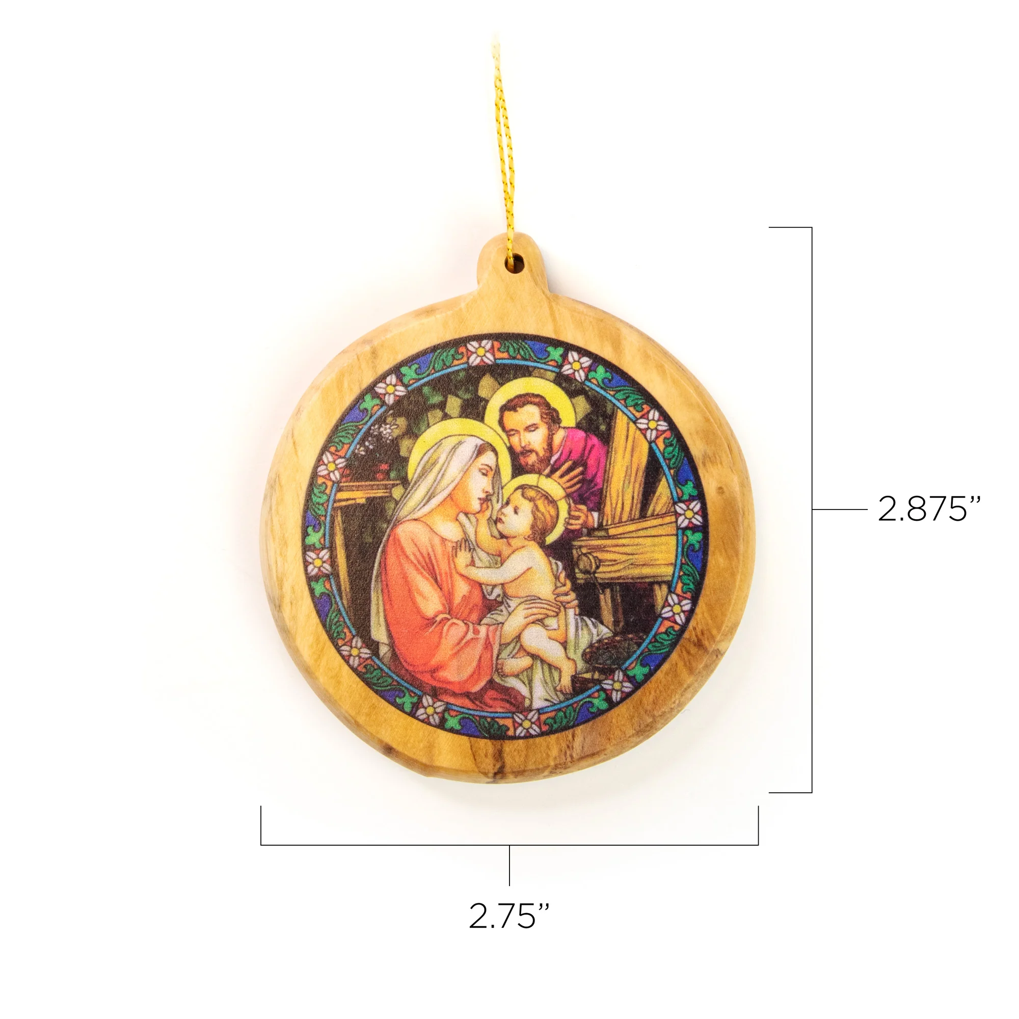 Thick Cut Olive Wood Holy Family Ornament - Image 4