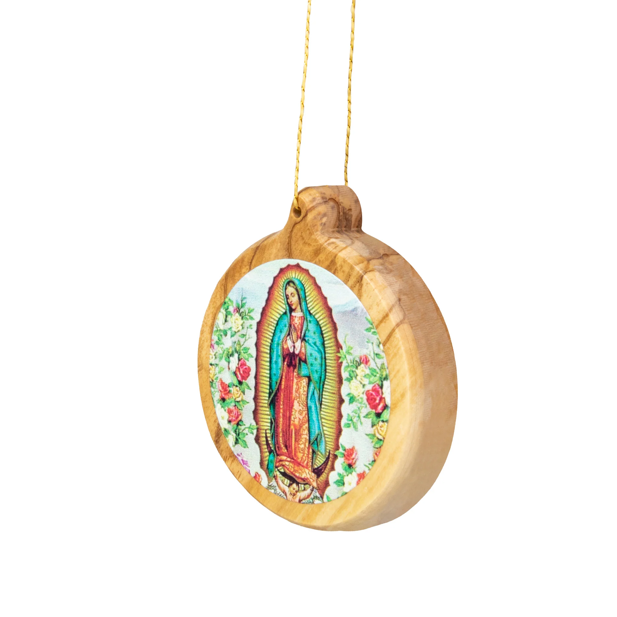 Thick Cut Olive Wood Our Lady Of Guadalupe Ornament - Image 2