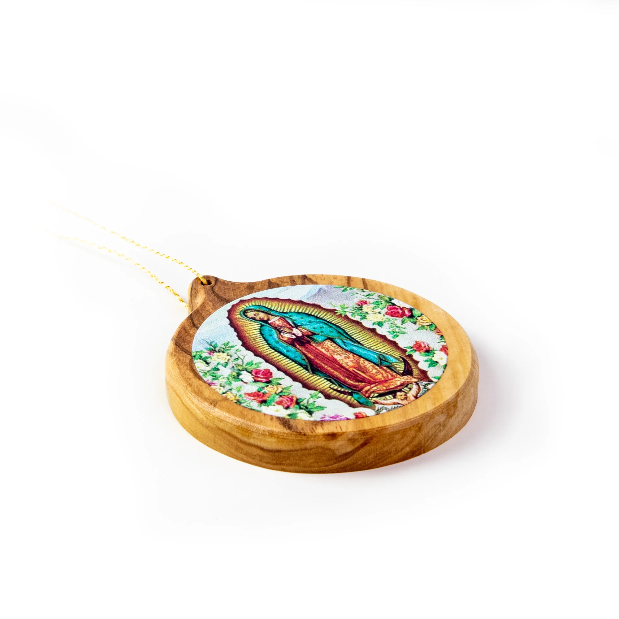 Thick Cut Olive Wood Our Lady Of Guadalupe Ornament - Image 3