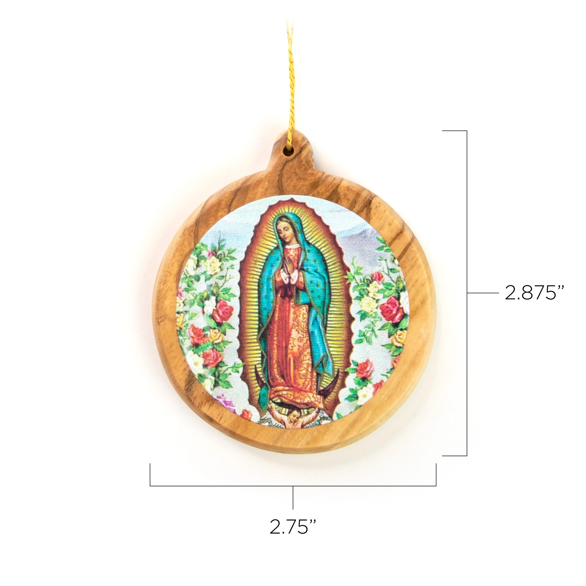 Thick Cut Olive Wood Our Lady Of Guadalupe Ornament - Image 4