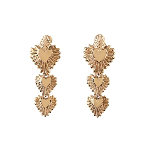 Three Hearts Adjustable Gold Earrings - Image 2