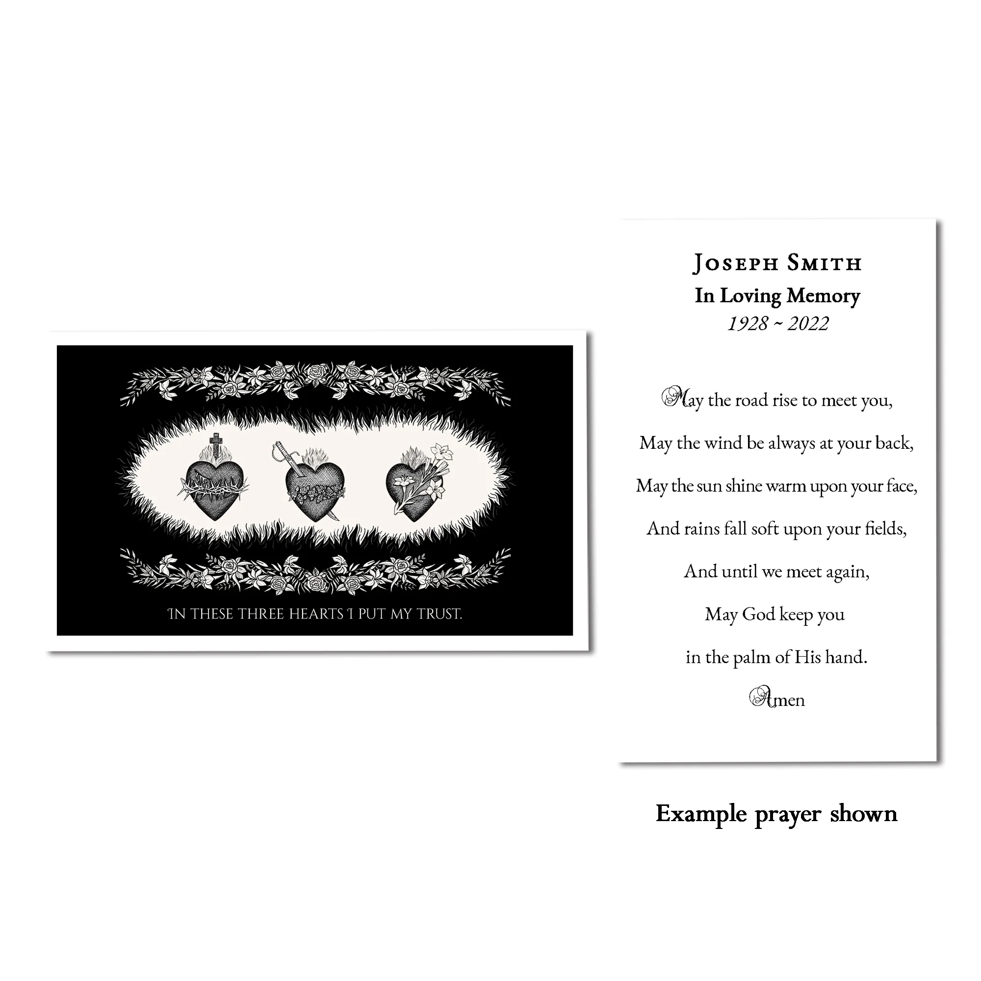 Laminated Three Hearts Personalized Prayer Card - Image 2
