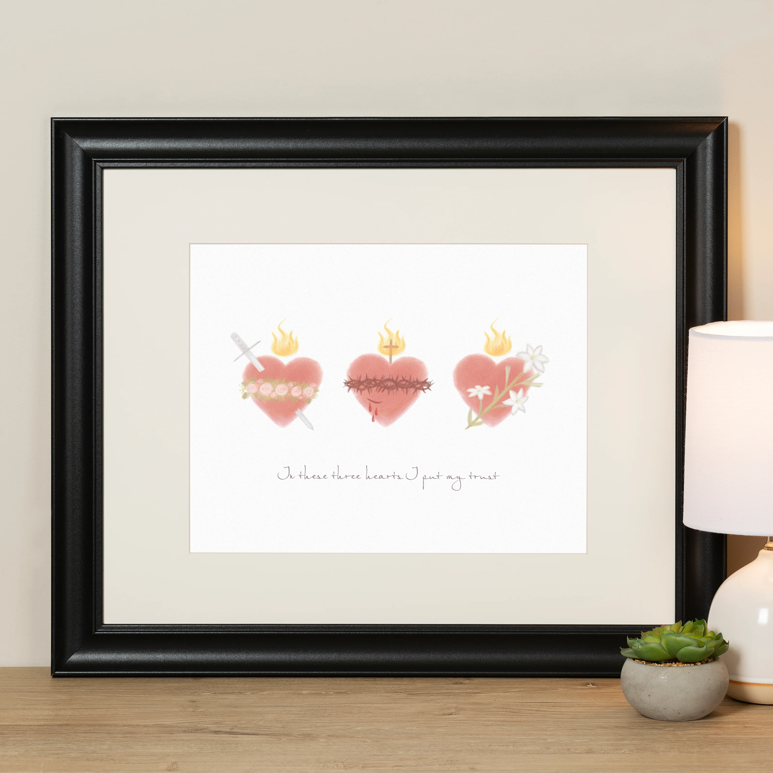 Three Hearts Watercolor Print - Image 4