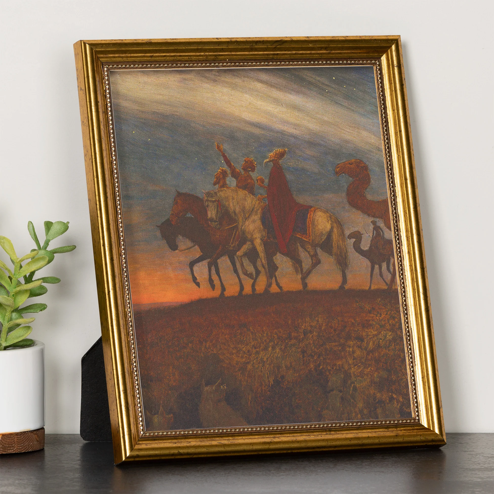 Three Magi On The Way To Bethlehem Antique Gold Framed Print - 8" x 10" - Image 2