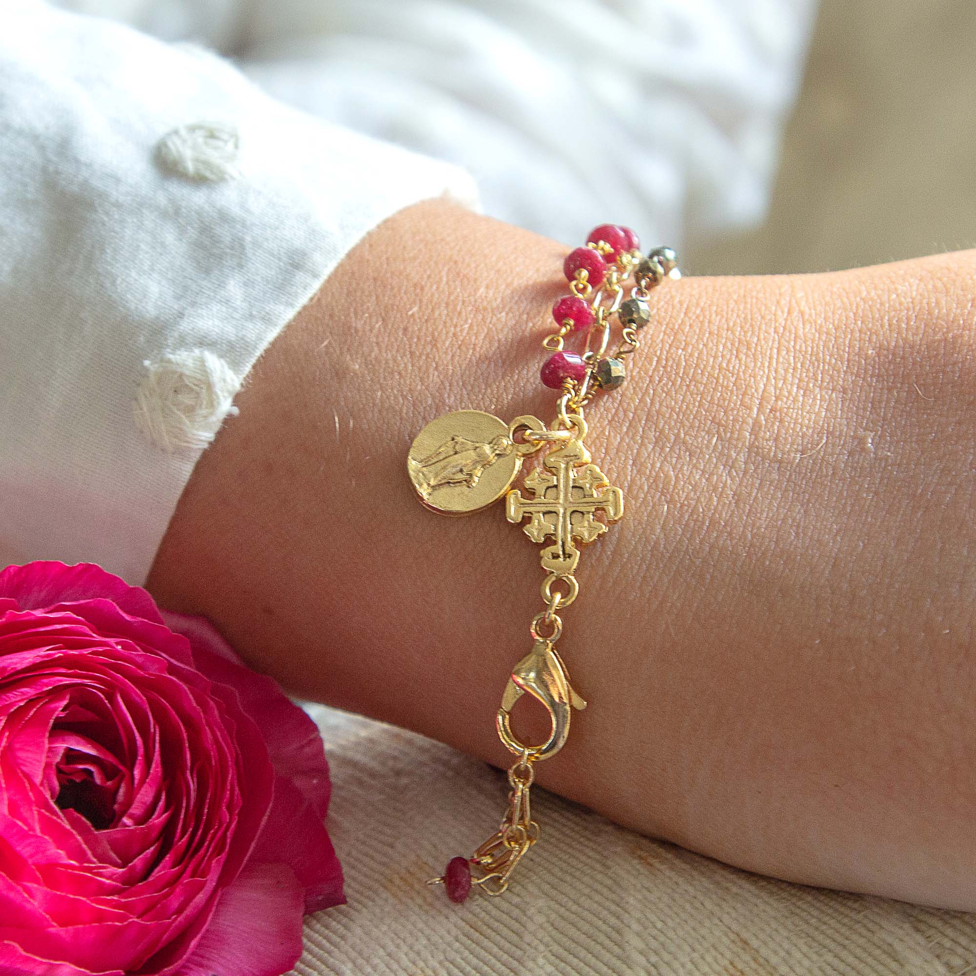 Three-Strand Ruby Marian Bracelet - Image 2