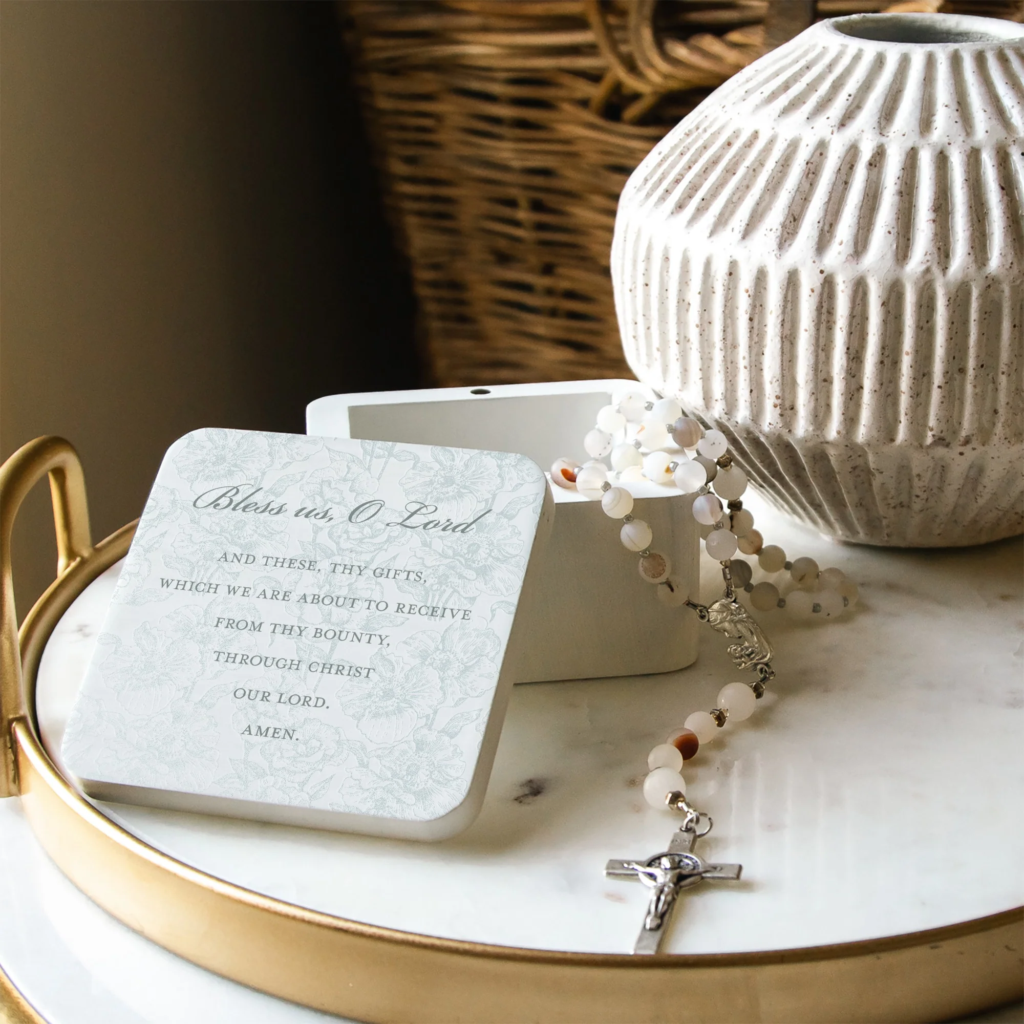 Toile Bless Us O Lord Keepsake Box - Image 2