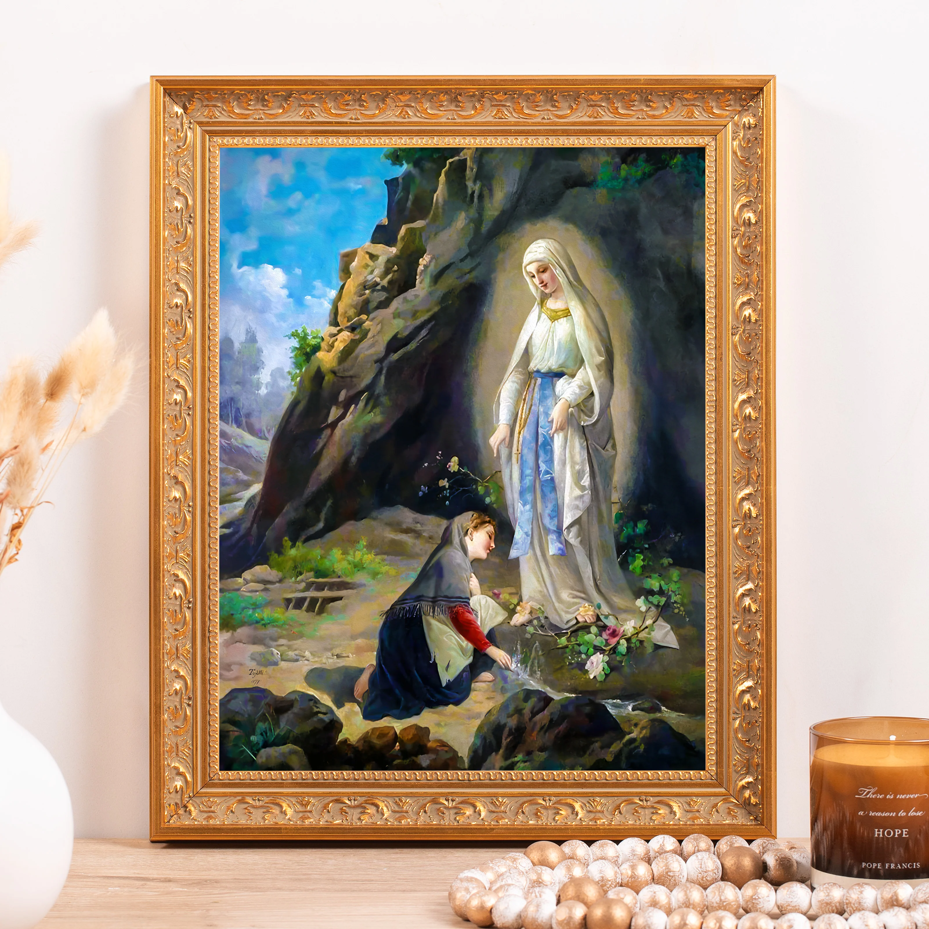 Tojetti's Our Lady of Lourdes Framed Canvas - Sacred Classics Collection