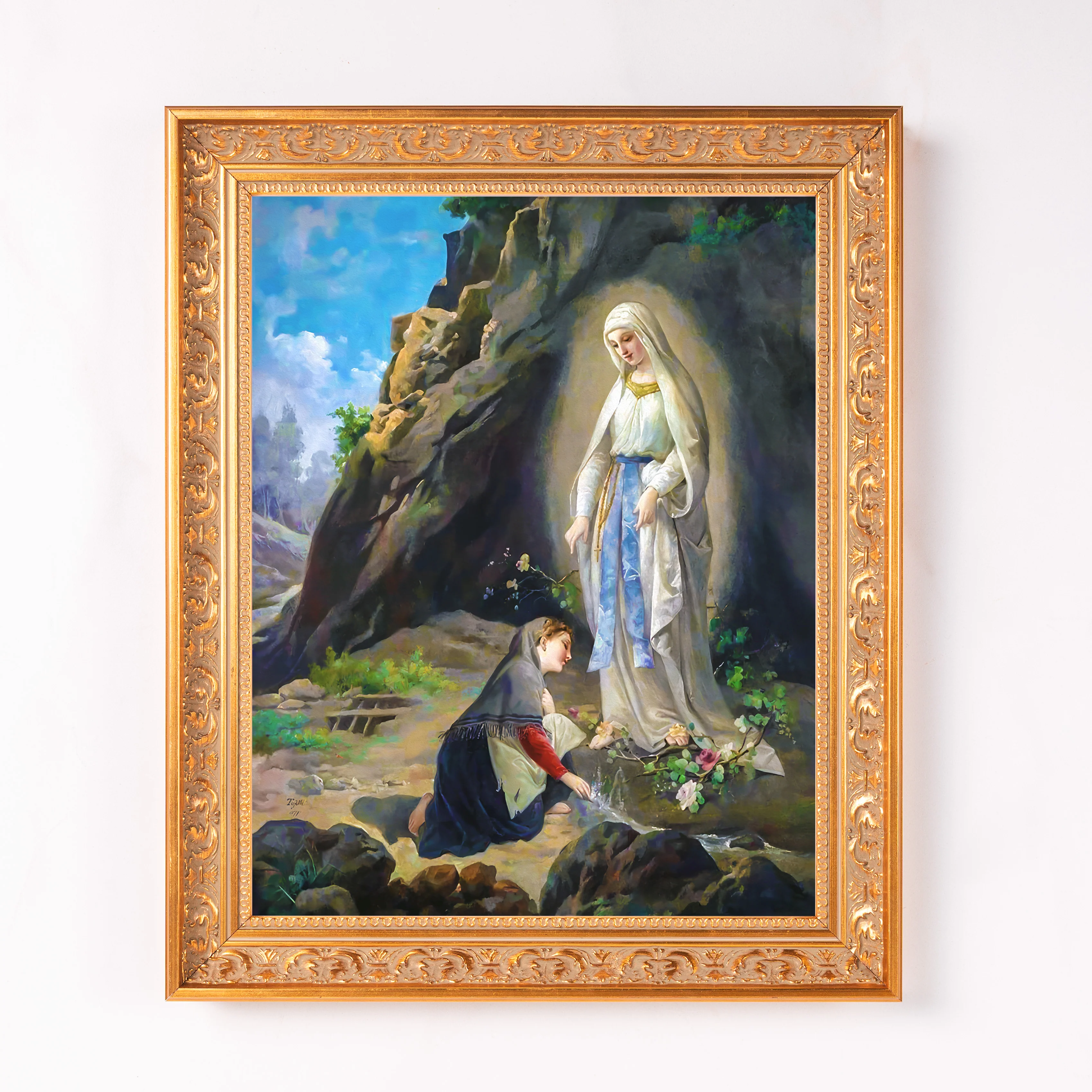 Tojetti's Our Lady of Lourdes Framed Canvas - Sacred Classics Collection - Image 2