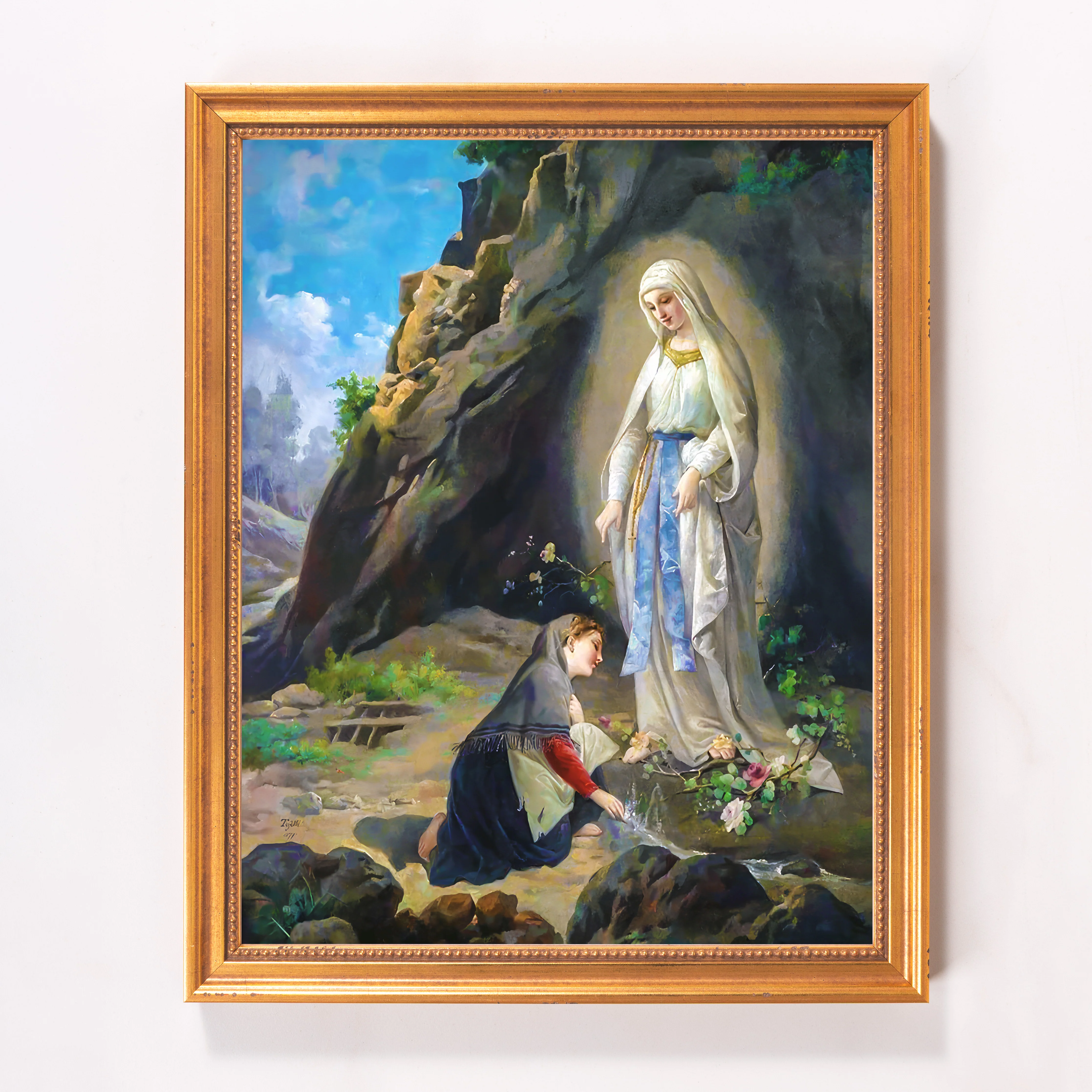 Tojetti's Our Lady of Lourdes Framed Canvas - Sacred Classics Collection - Image 5