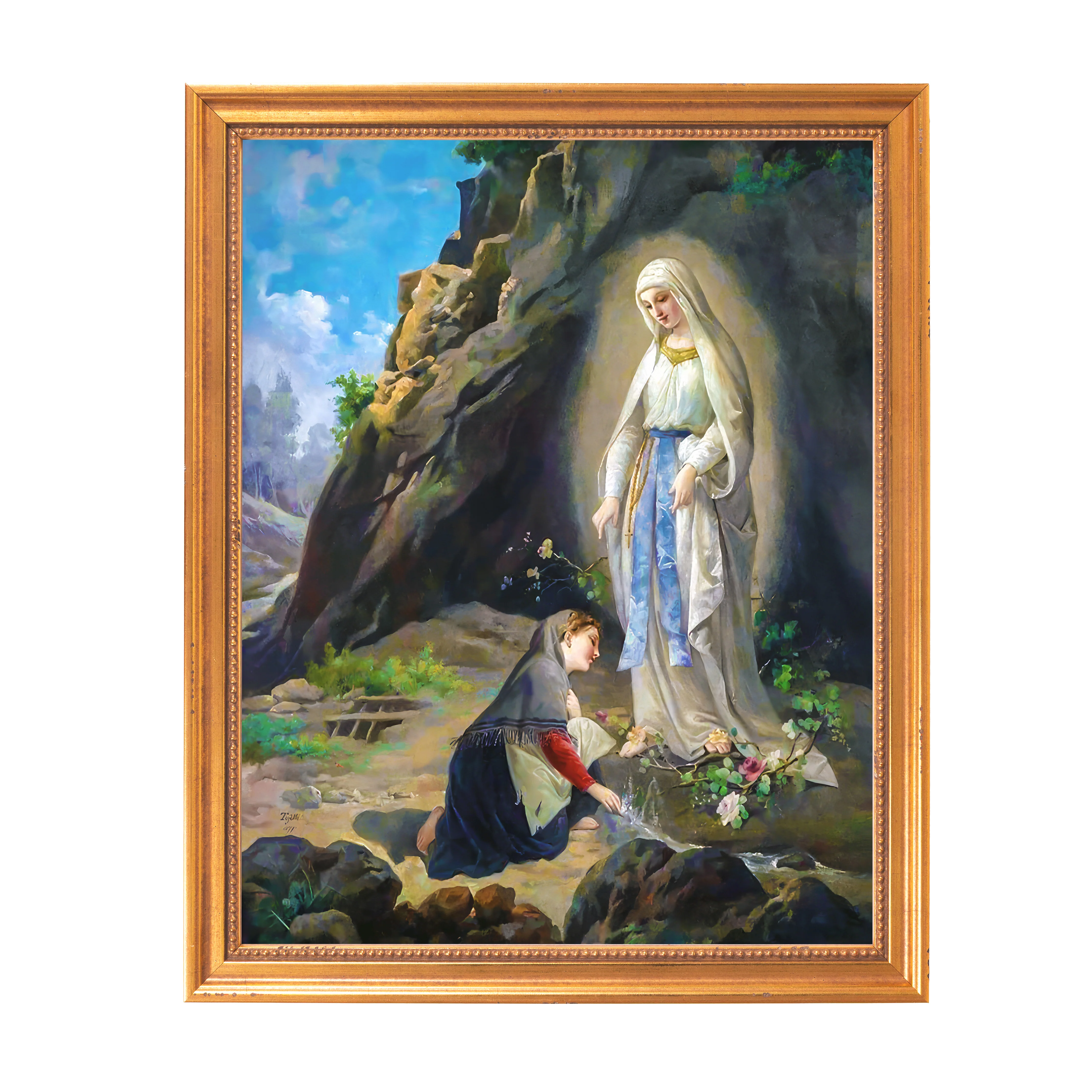 Tojetti's Our Lady of Lourdes Framed Canvas - Sacred Classics Collection - Image 6
