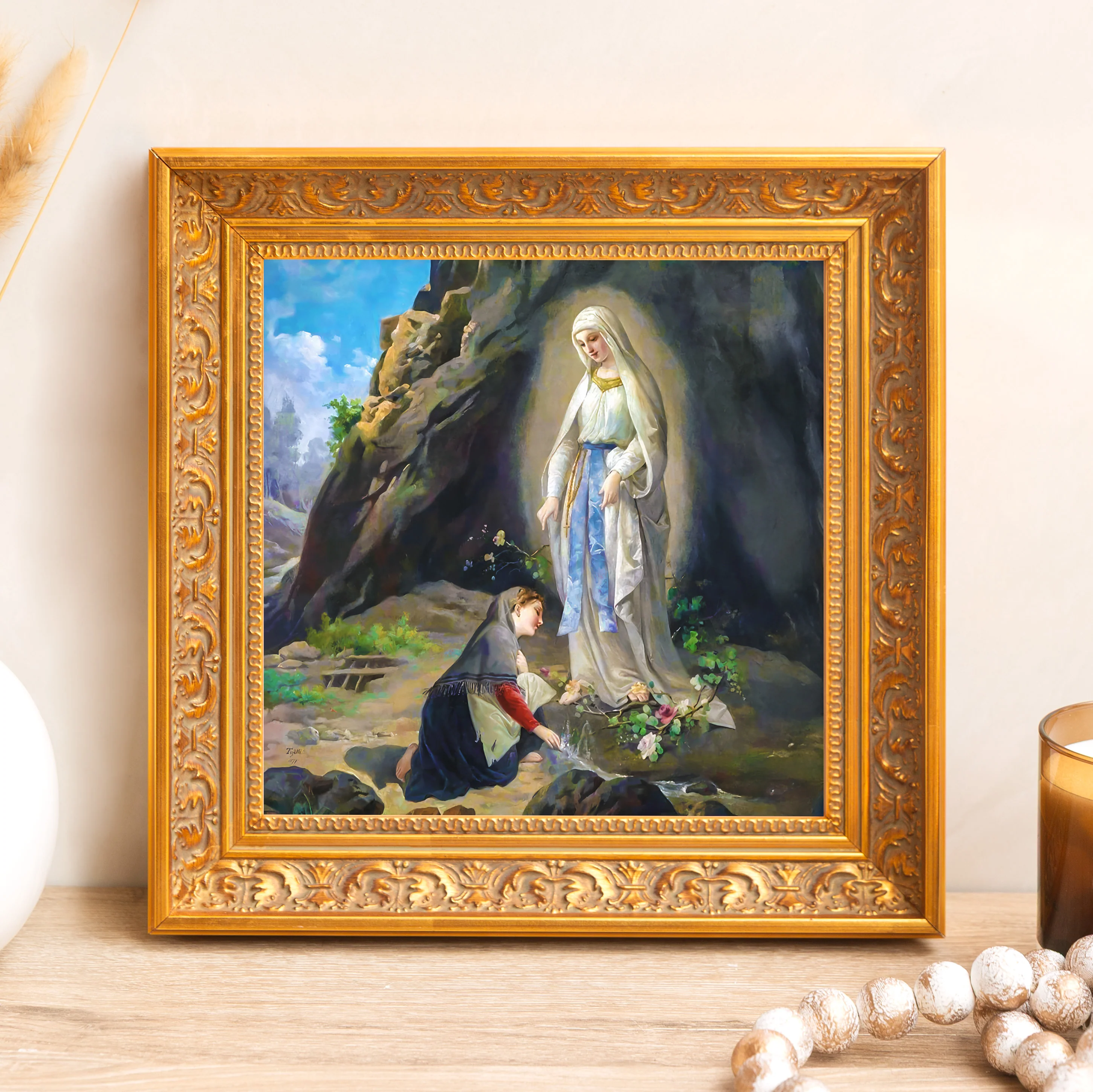 Tojetti's Our Lady of Lourdes Framed Canvas - Sacred Mini Collection