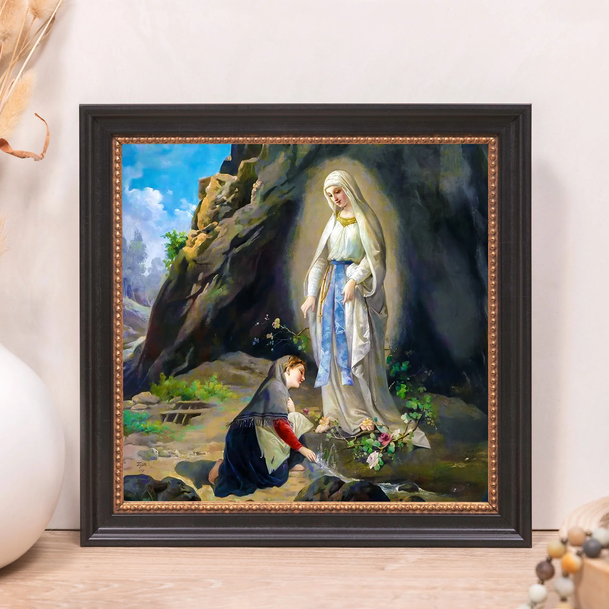 Tojetti's Our Lady of Lourdes Framed Canvas - Sacred Mini Collection - Image 11