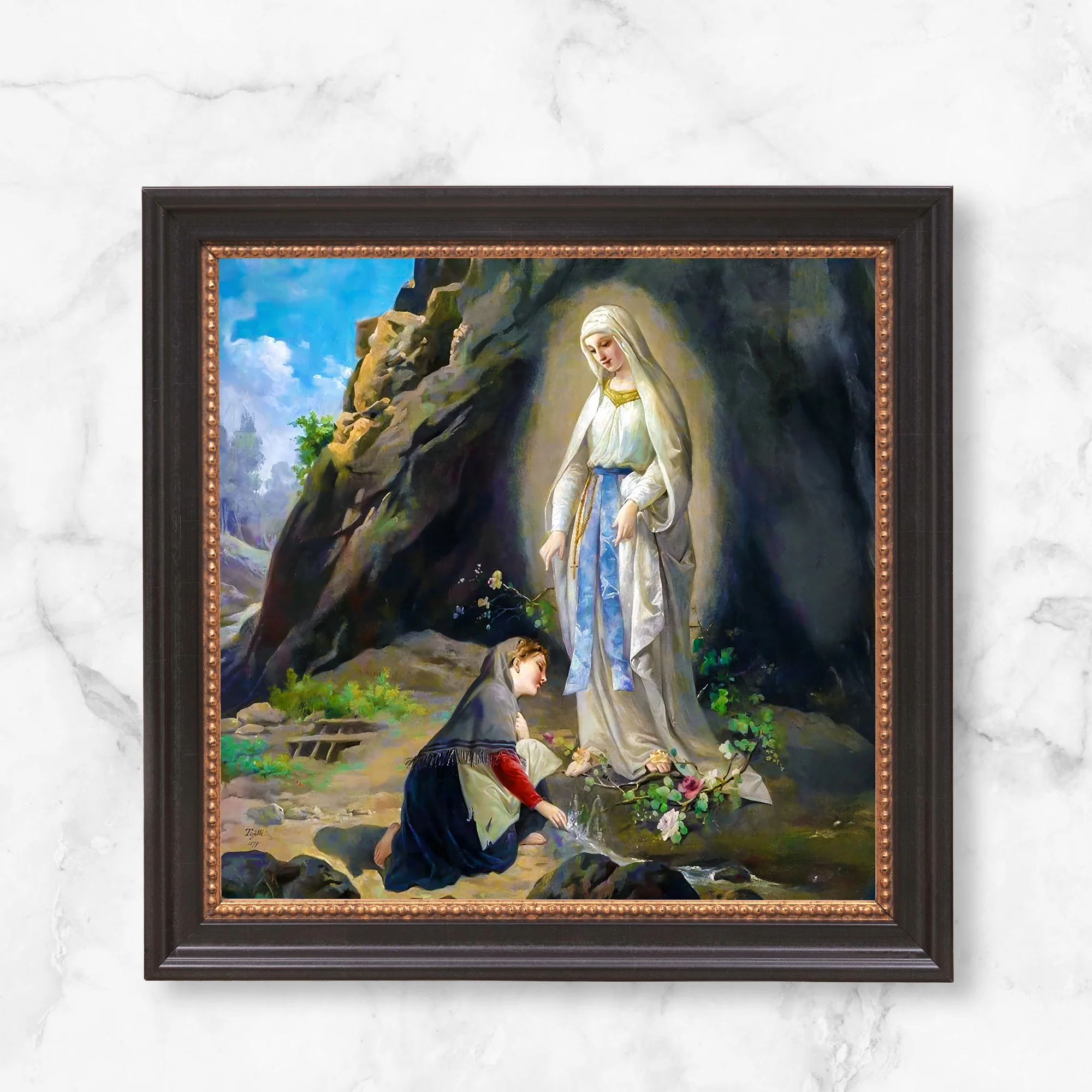 Tojetti's Our Lady of Lourdes Framed Canvas - Sacred Mini Collection - Image 12