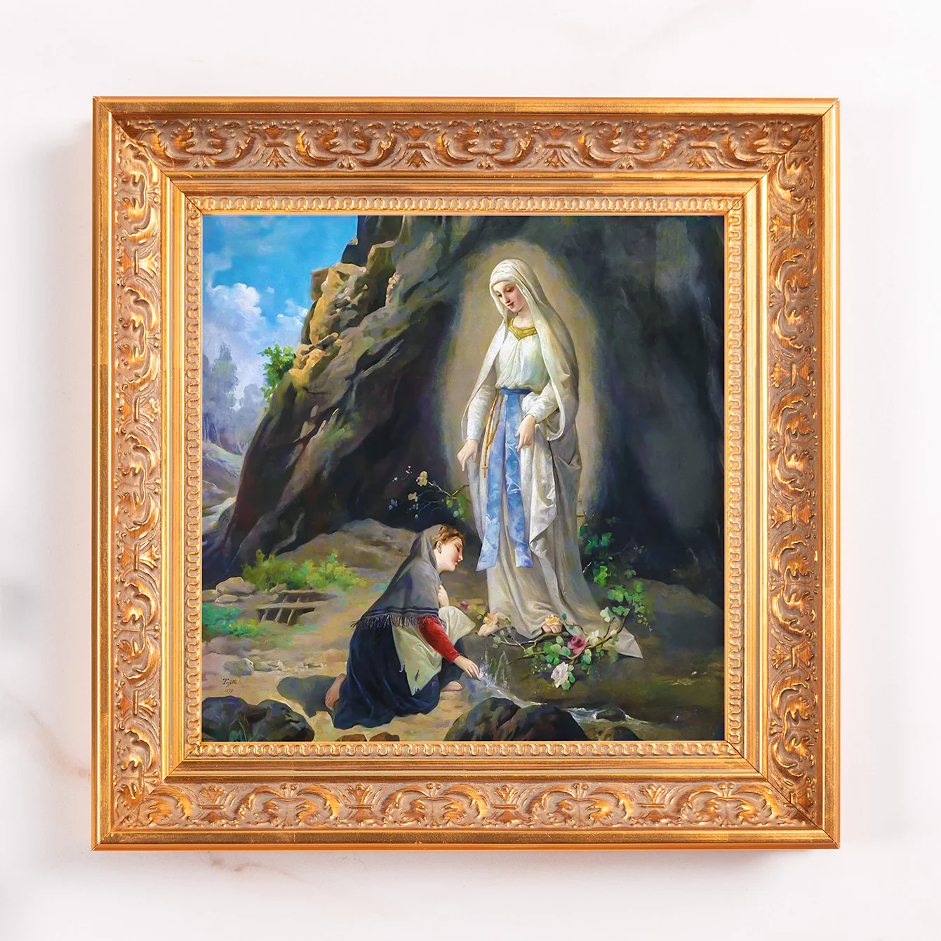 Tojetti's Our Lady of Lourdes Framed Canvas - Sacred Mini Collection - Image 2