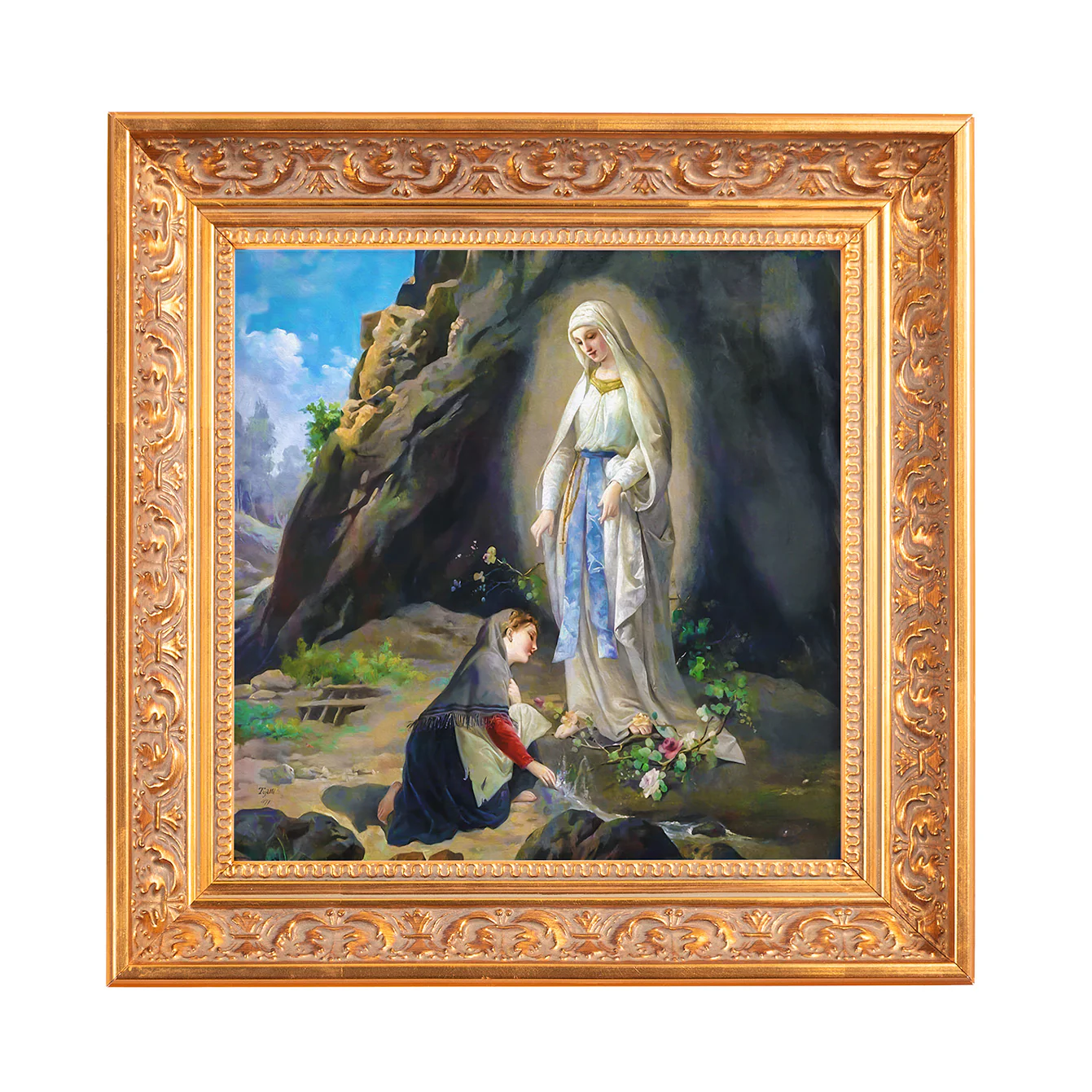Tojetti's Our Lady of Lourdes Framed Canvas - Sacred Mini Collection - Image 3