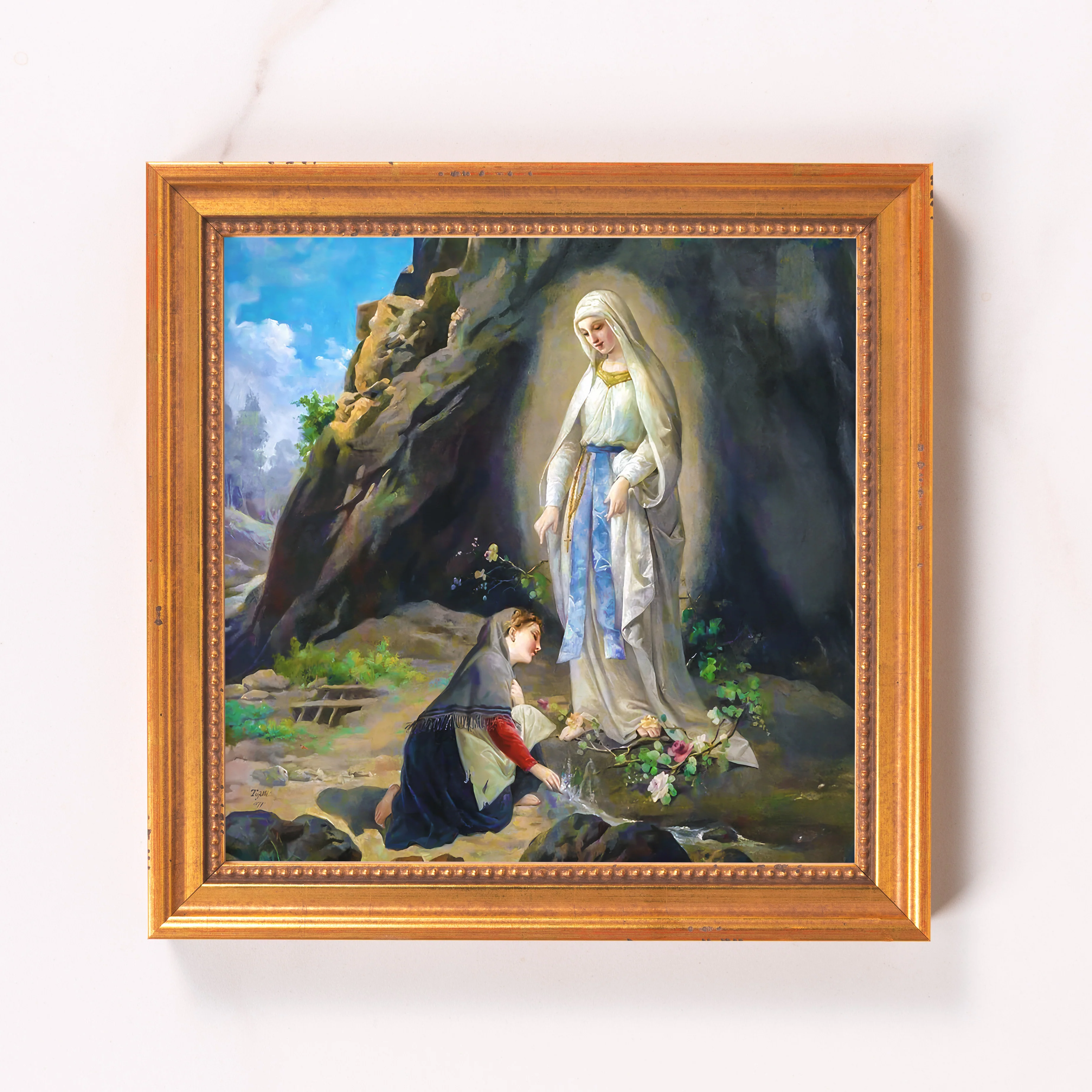Tojetti's Our Lady of Lourdes Framed Canvas - Sacred Mini Collection - Image 6