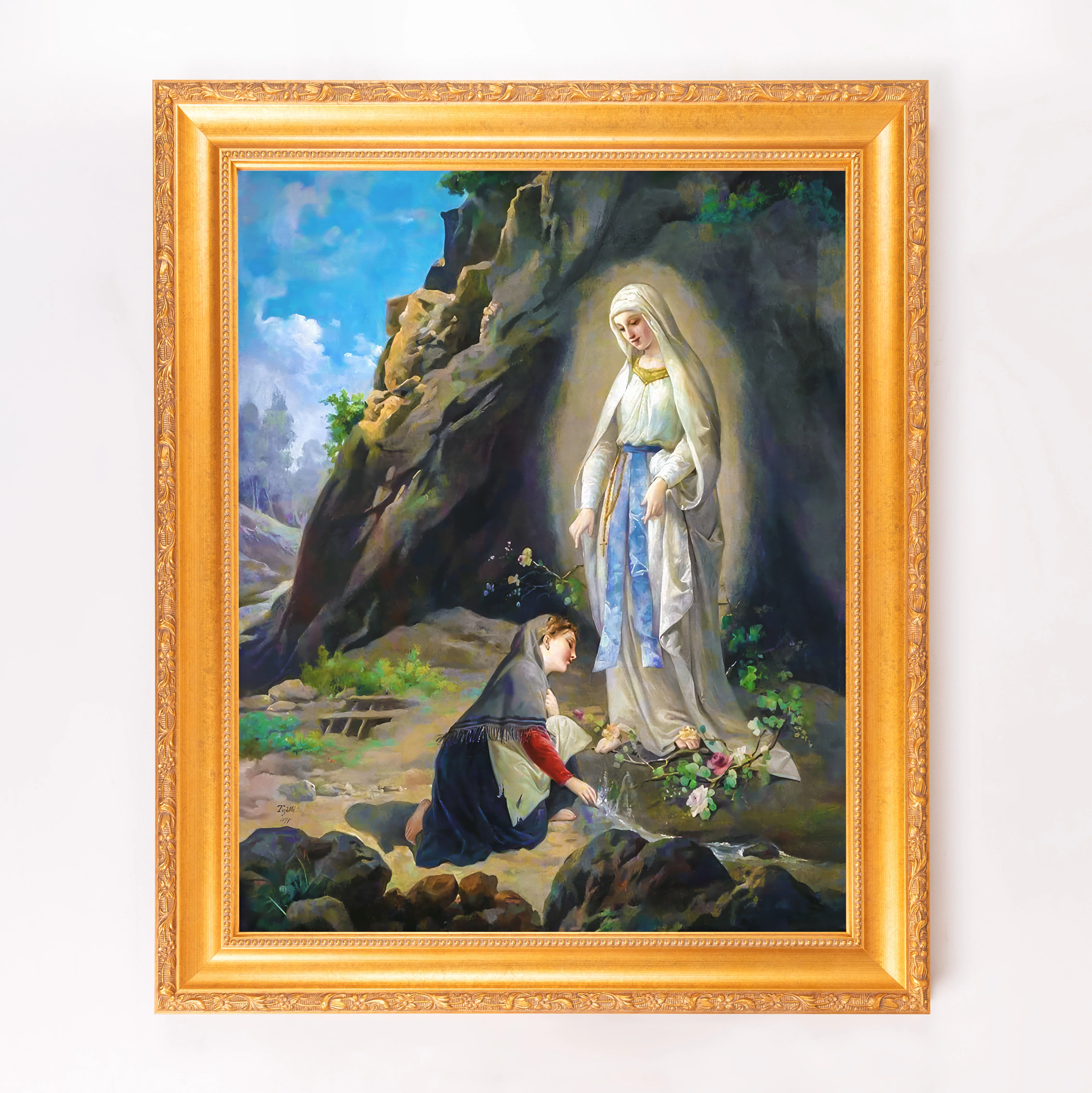 Tojetti's Our Lady of Lourdes Framed Canvas - Sacred Signature Collection - Image 5