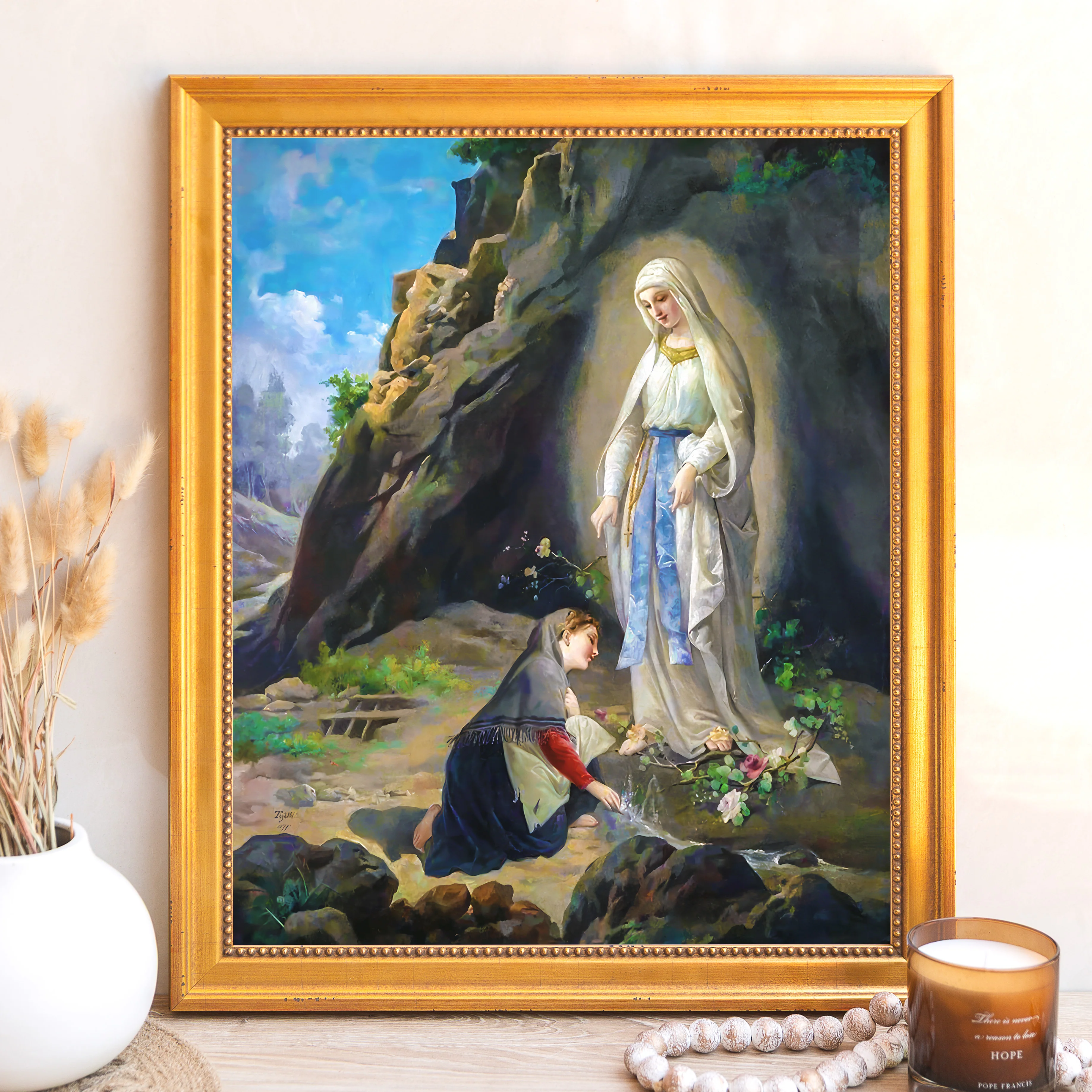 Tojetti's Our Lady of Lourdes Framed Canvas - Sacred Signature Collection - Image 7