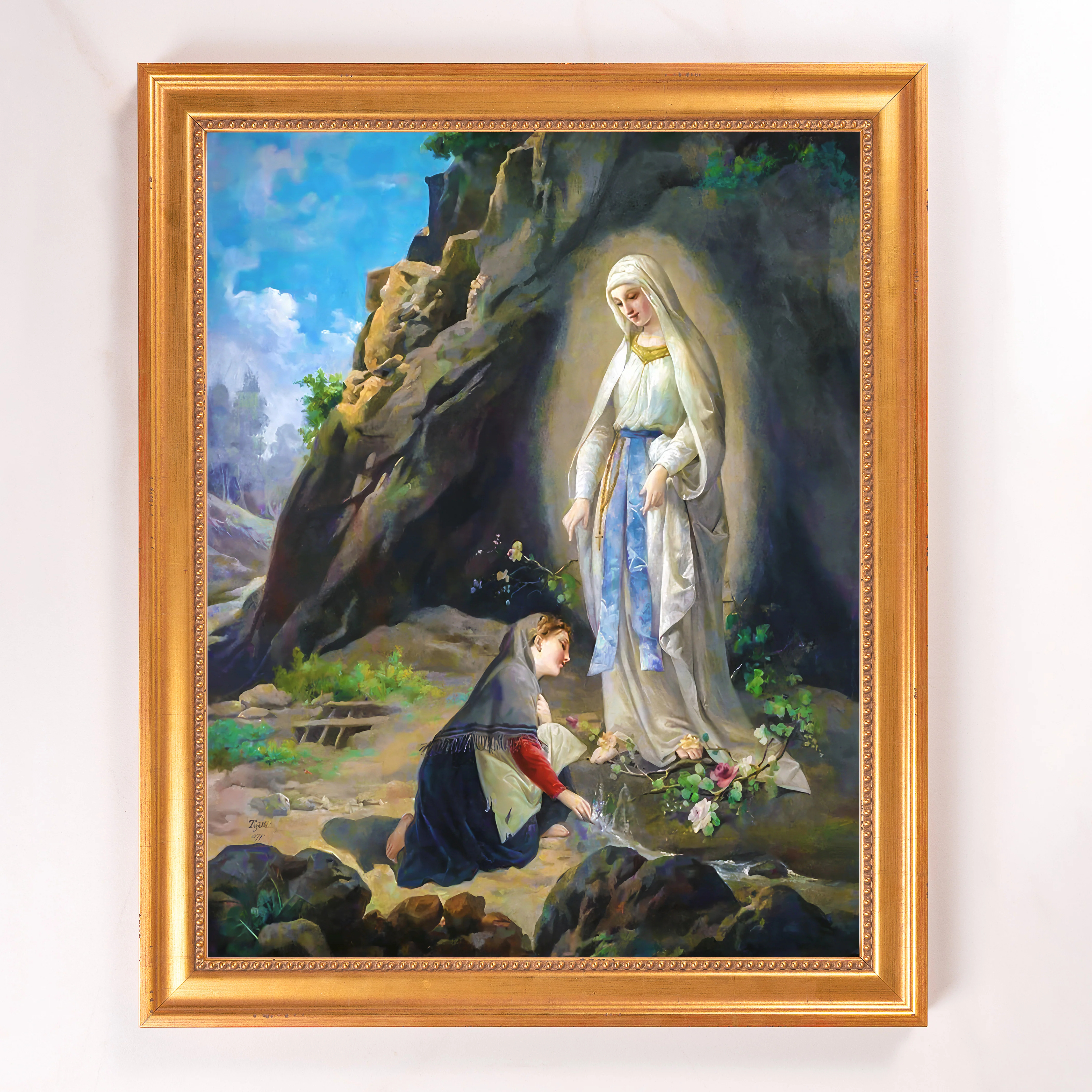 Tojetti's Our Lady of Lourdes Framed Canvas - Sacred Signature Collection - Image 8