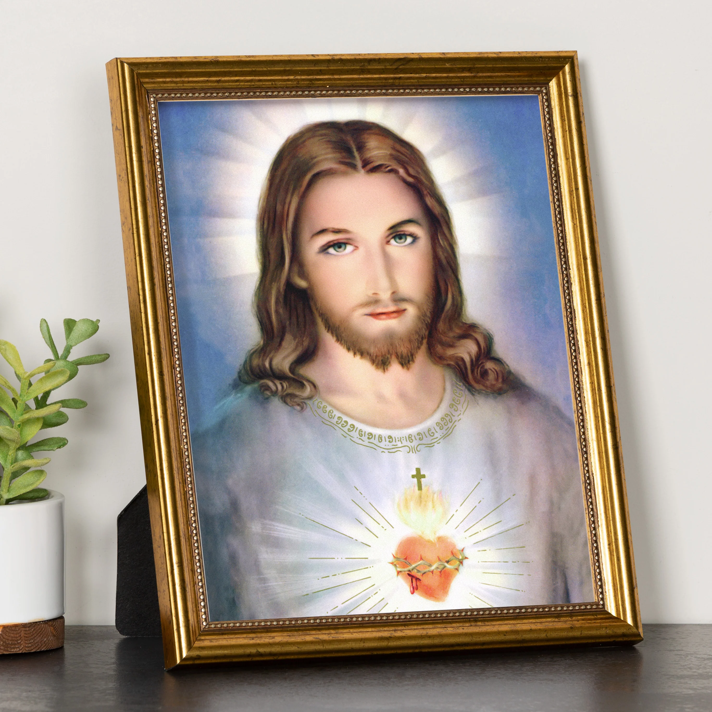 Traditional Sacred Heart Gold Framed Print - Multiple Sizes - Image 2